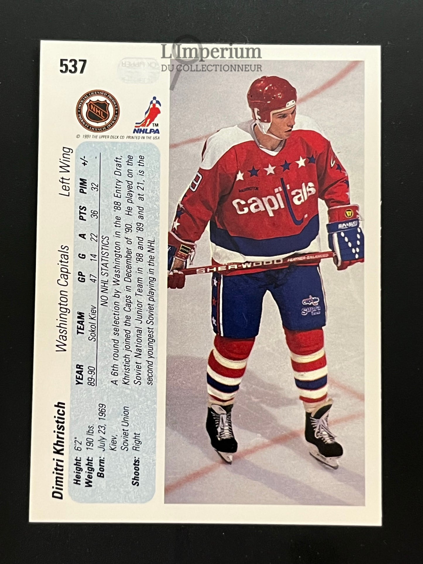 537. Dimitri Khristich RC Upper Deck 1990-91 Hockey Card