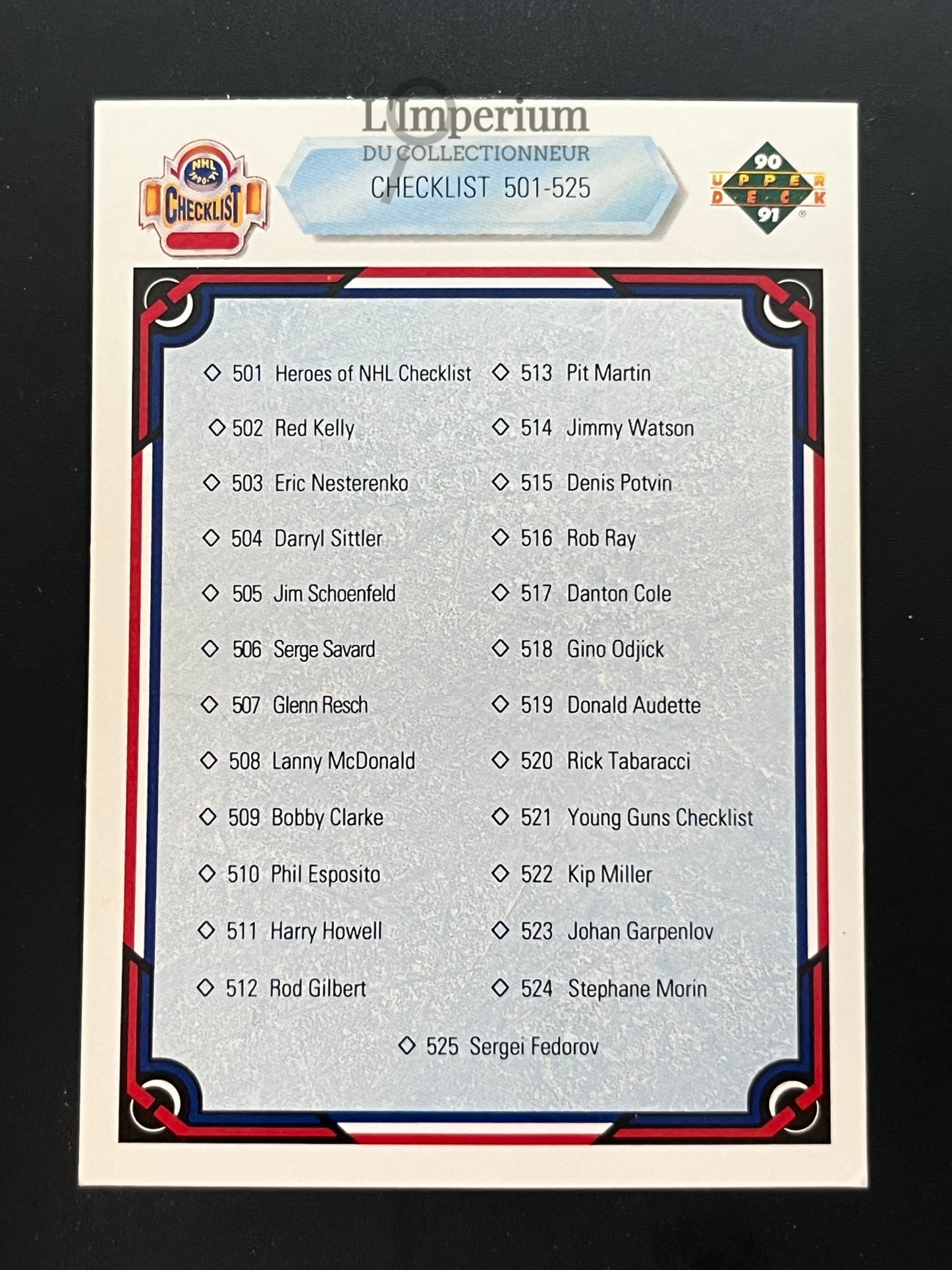 550. Checklist 501-550 CL Upper Deck 1990-91 Hockey Card
