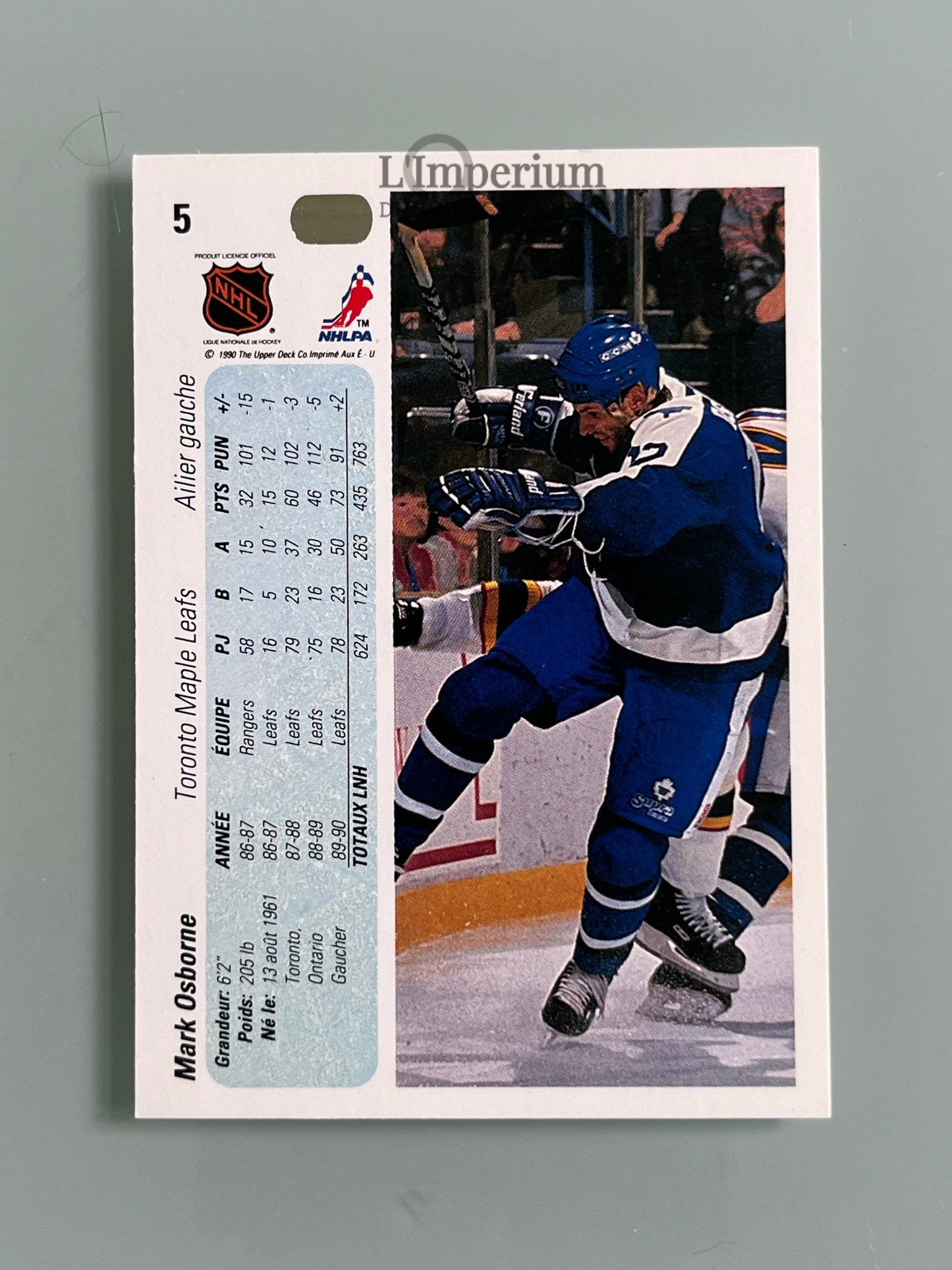 5. Mark Osborne Upper Deck 1990-91 French Hockey Card