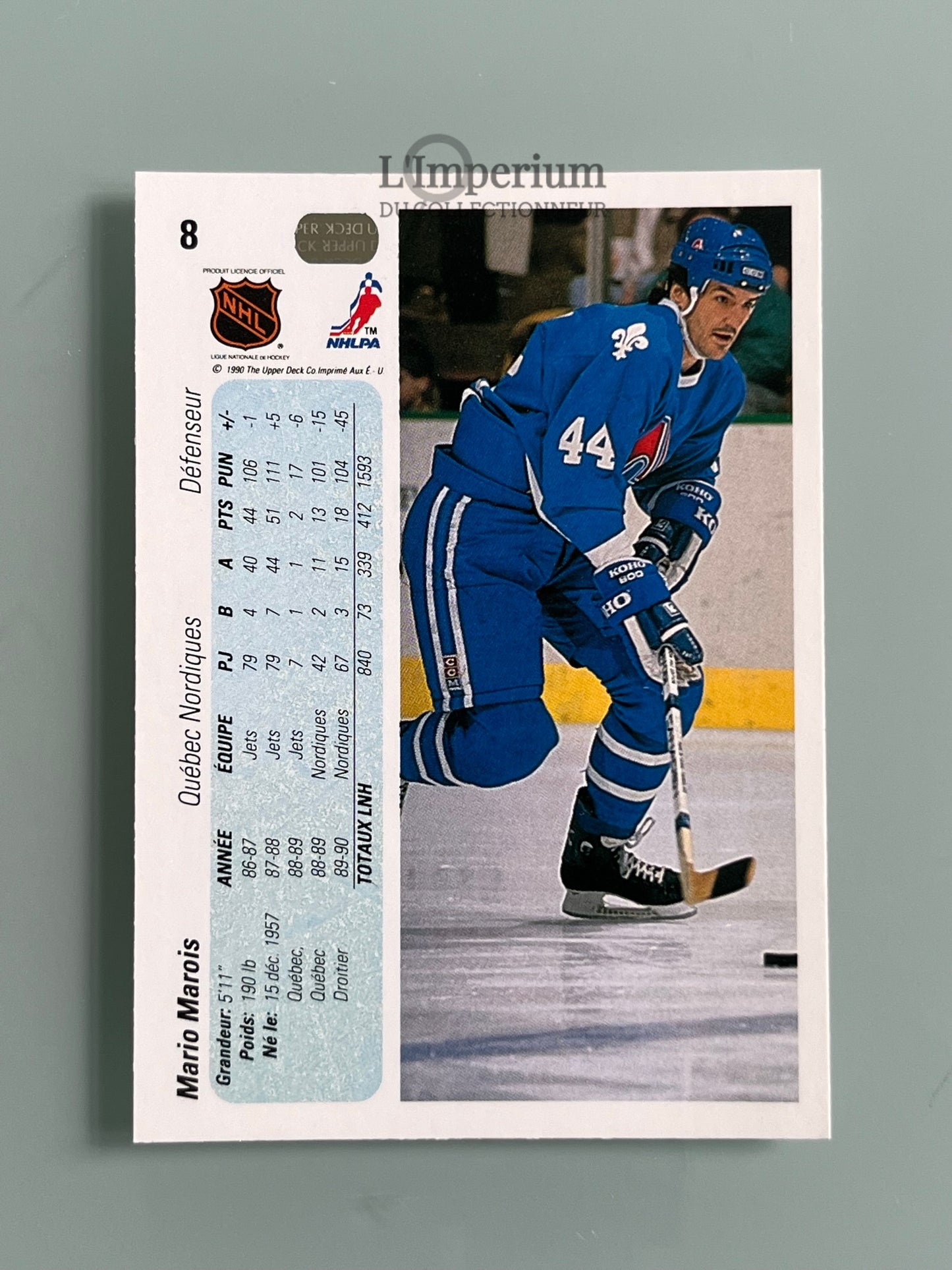 8. Mario Marois Upper Deck 1990-91 French Hockey Card