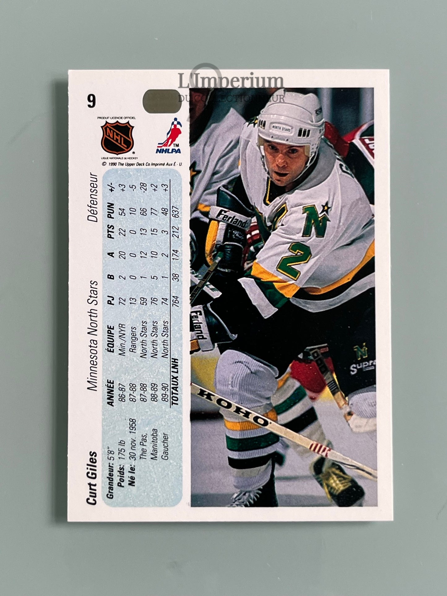 9. Curt Giles Upper Deck 1990-91 French Hockey Card