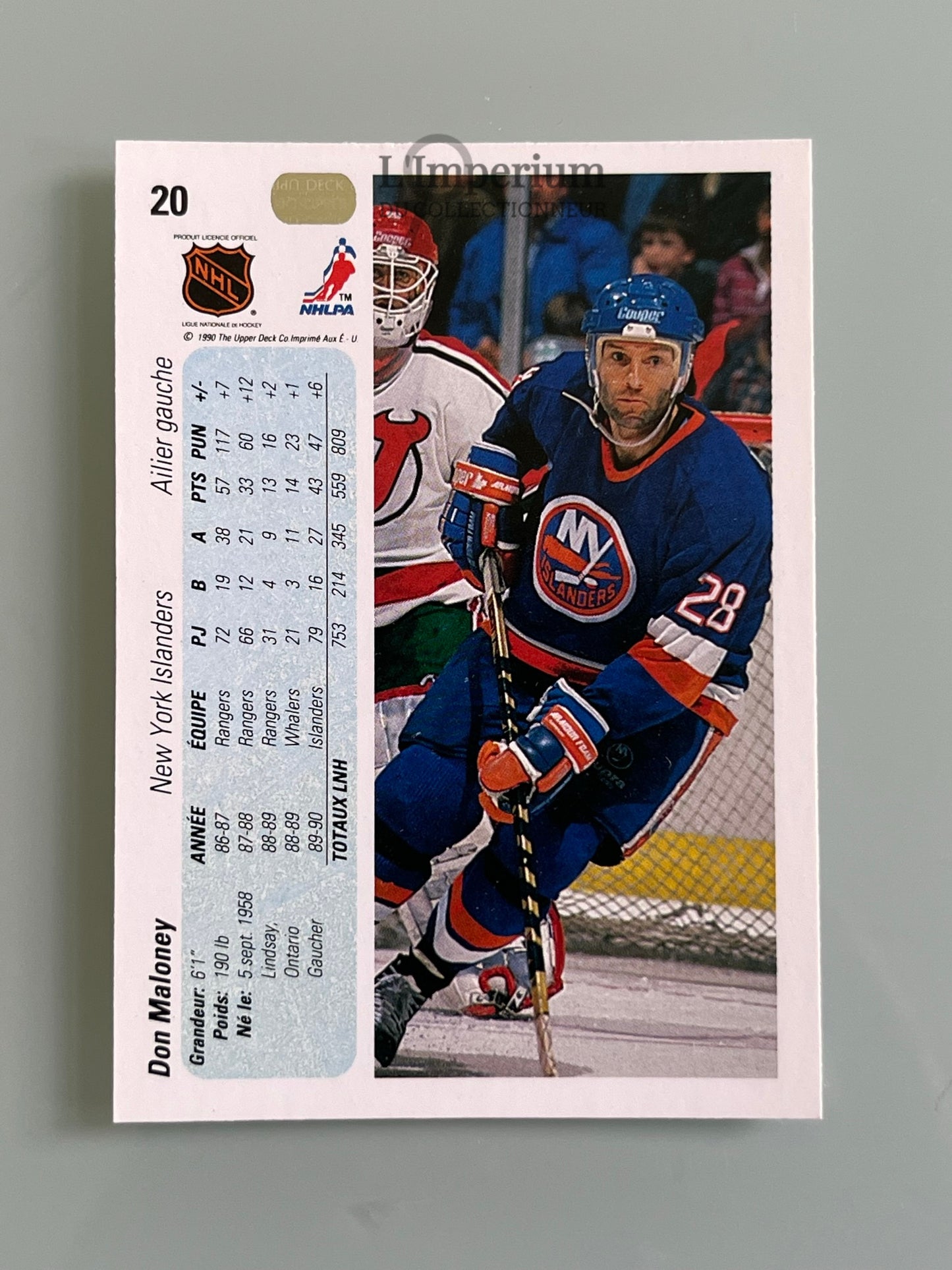 20. Don Maloney Upper Deck 1990-91 French Hockey Card