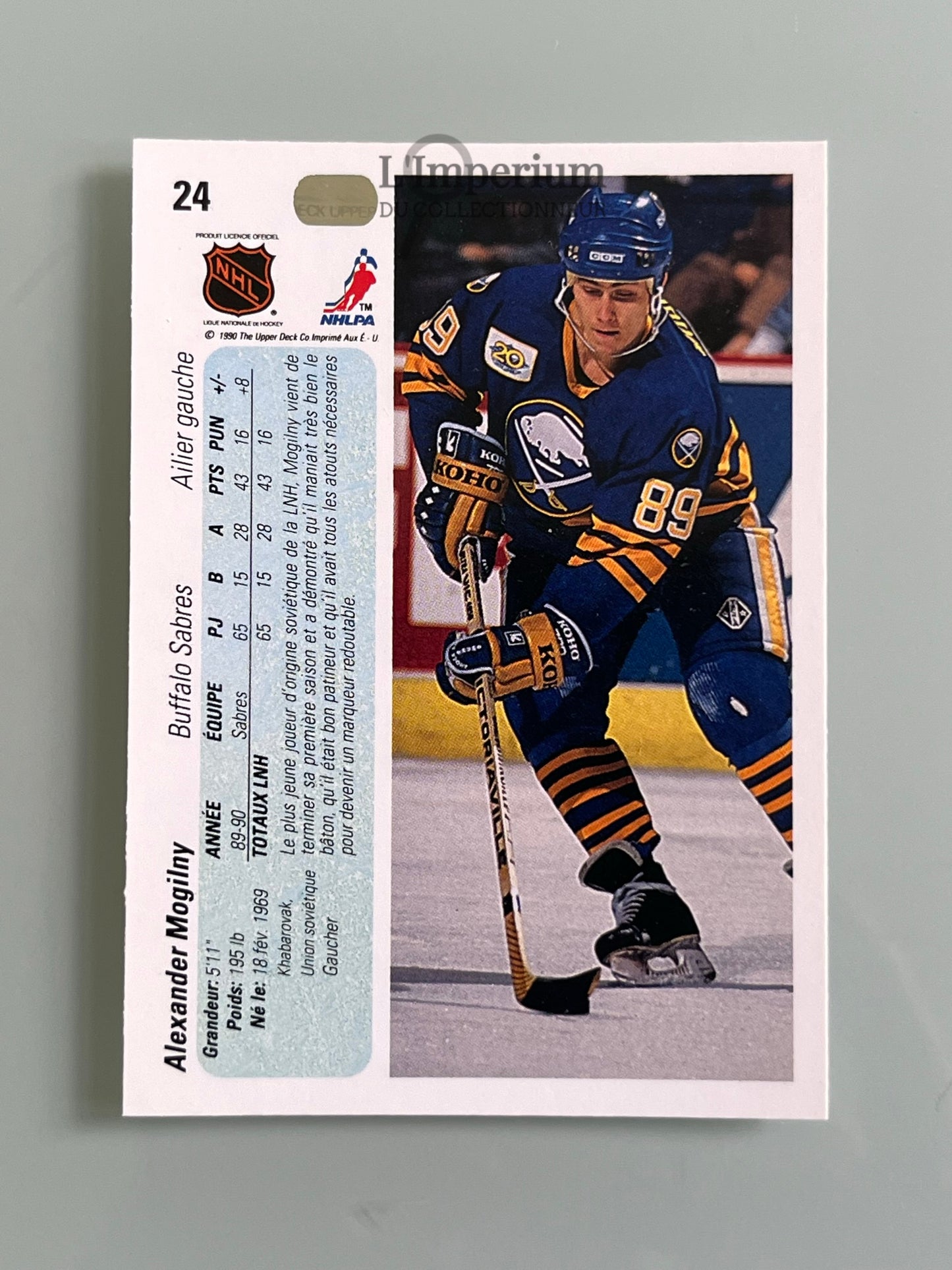 24. Alexander Mogilny RC Upper Deck 1990-91 French Hockey Card