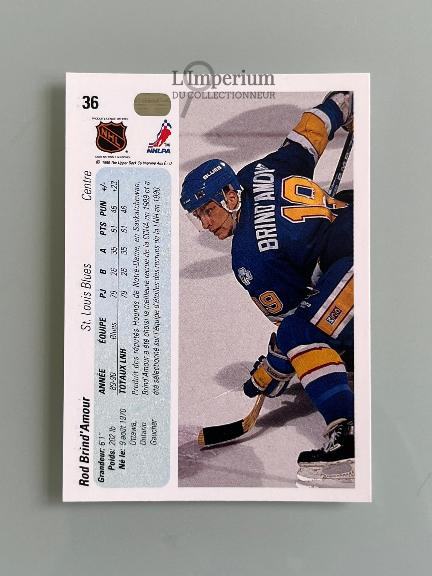 36. Rod Brind’Amour RC Upper Deck 1990-91 French Hockey Card