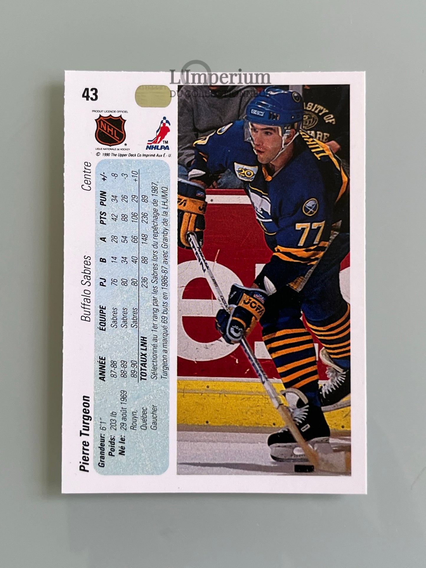 43. Pierre Turgeon Upper Deck 1990-91 French Hockey Card