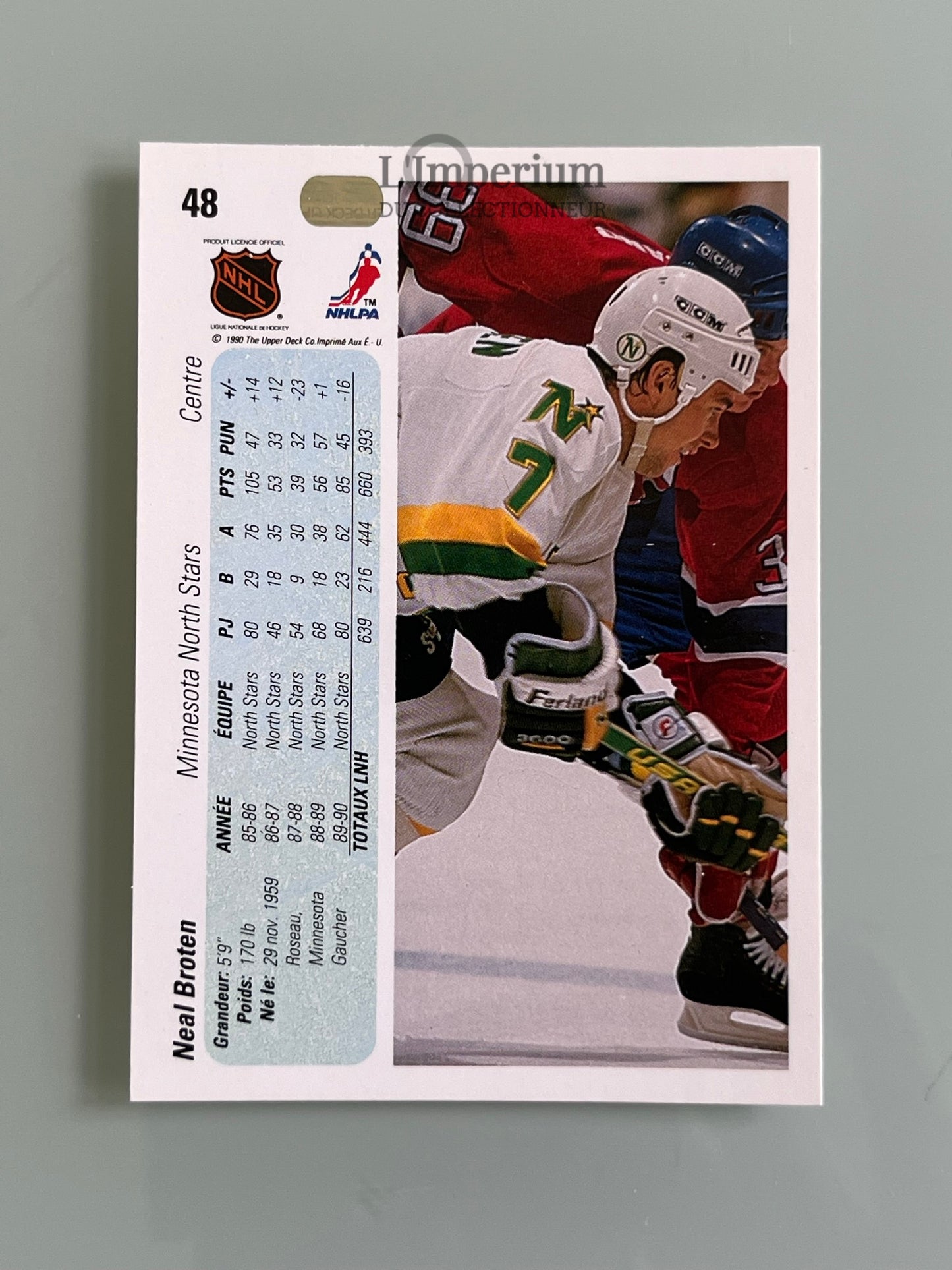 48. Neal Broten Upper Deck 1990-91 French Hockey Card