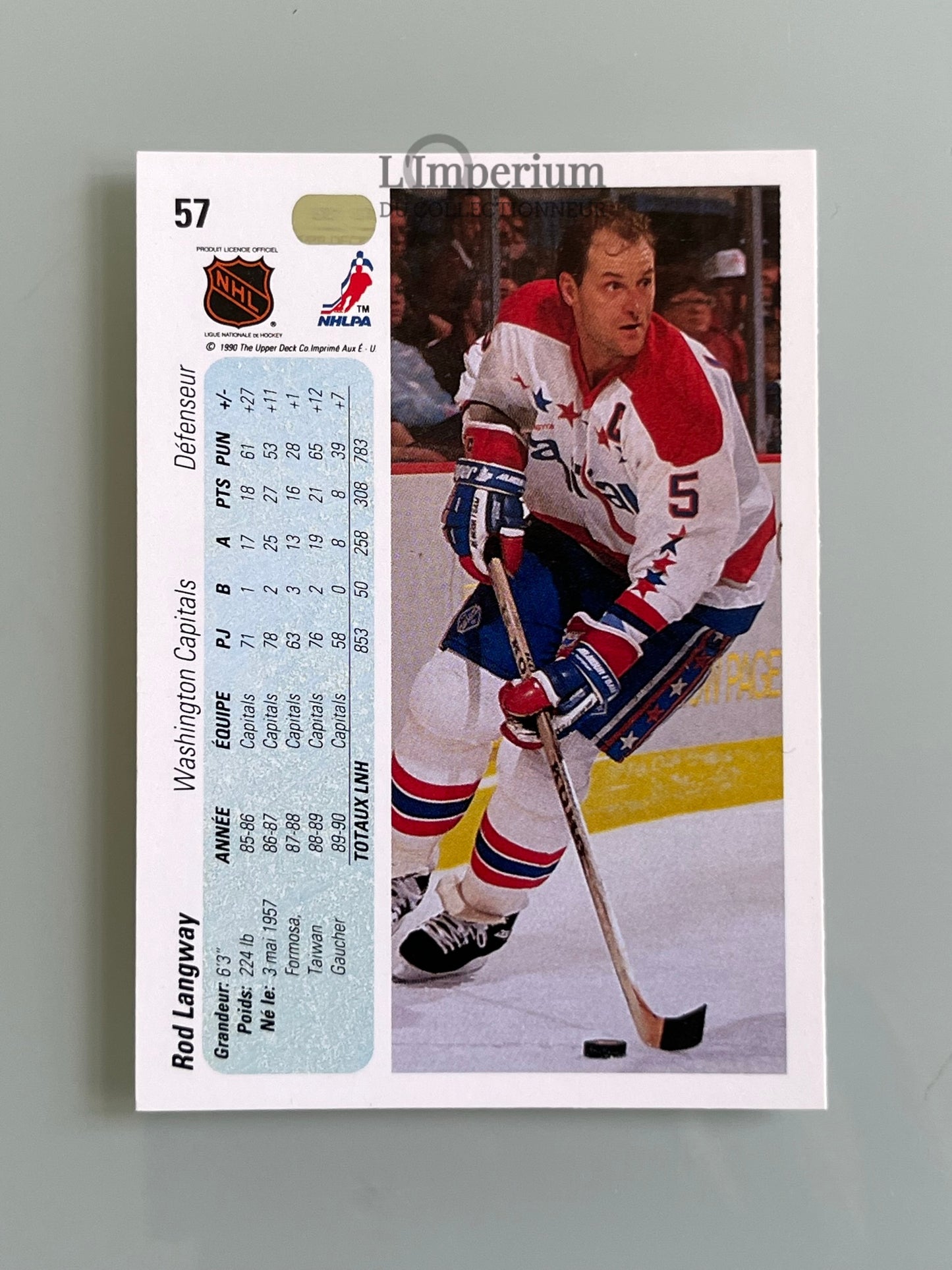 57. Rod Langway Upper Deck 1990-91 French Hockey Card