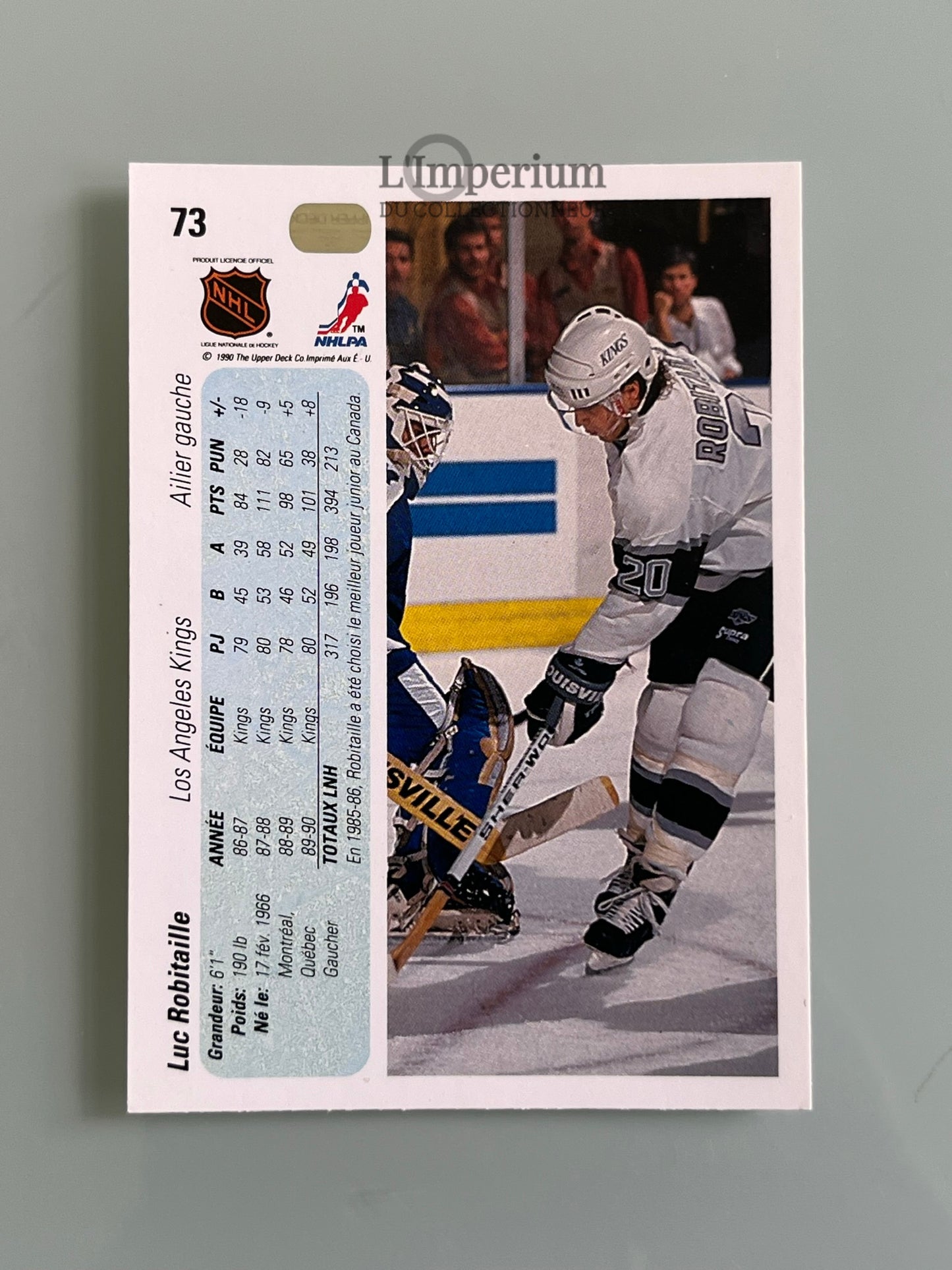 73. Luc Robitaille Upper Deck 1990-91 French Hockey Card
