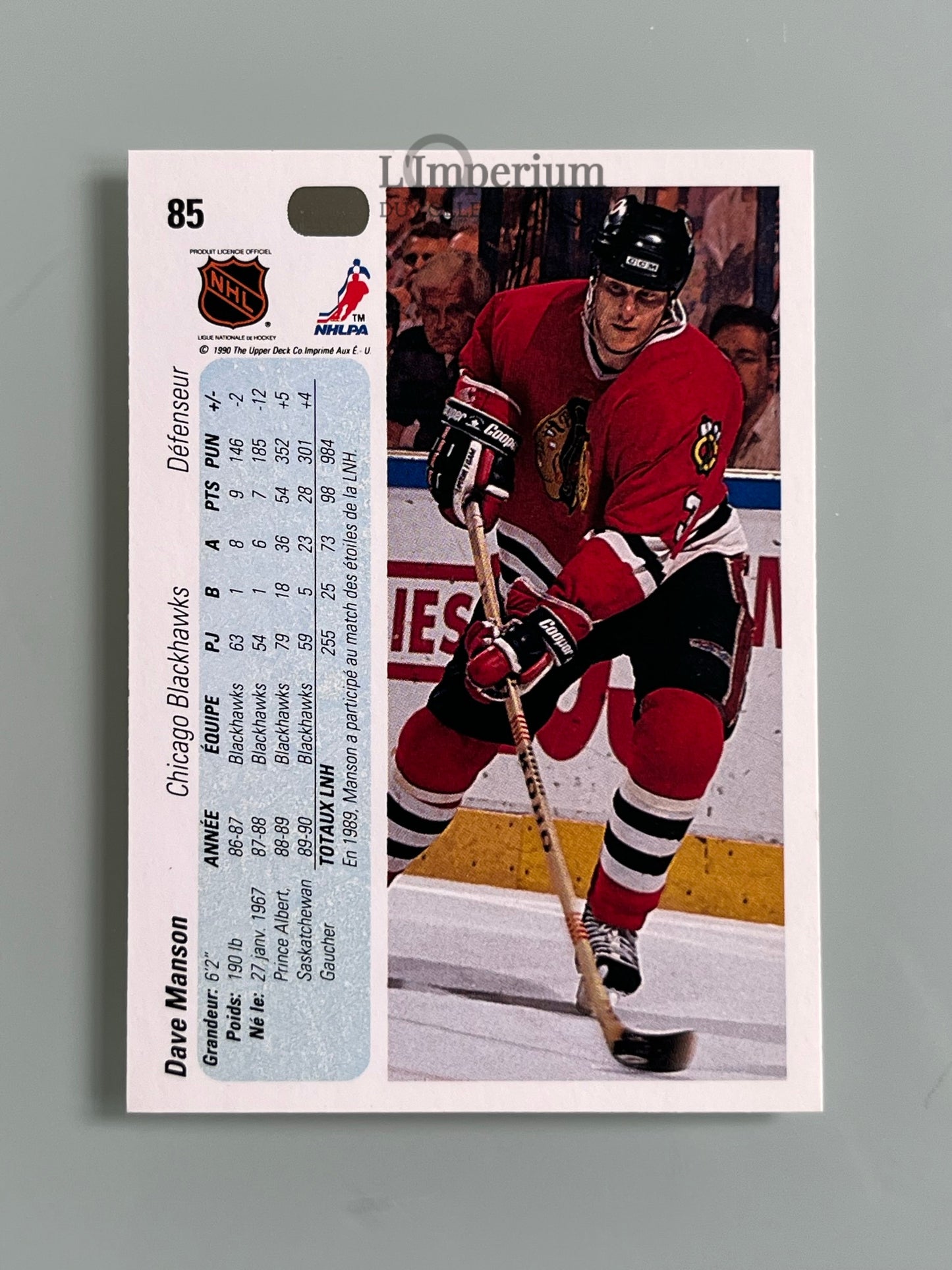85. Dave Manson Upper Deck 1990-91 French Hockey Card