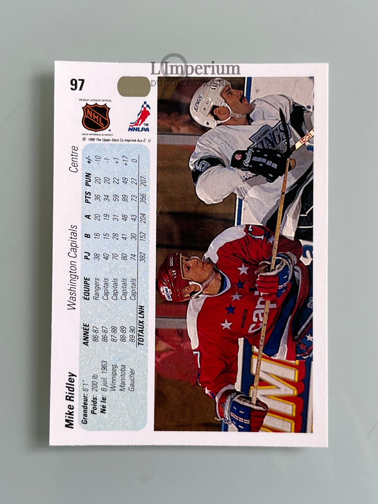 97. Mike Ridley Upper Deck 1990-91 French Hockey Card