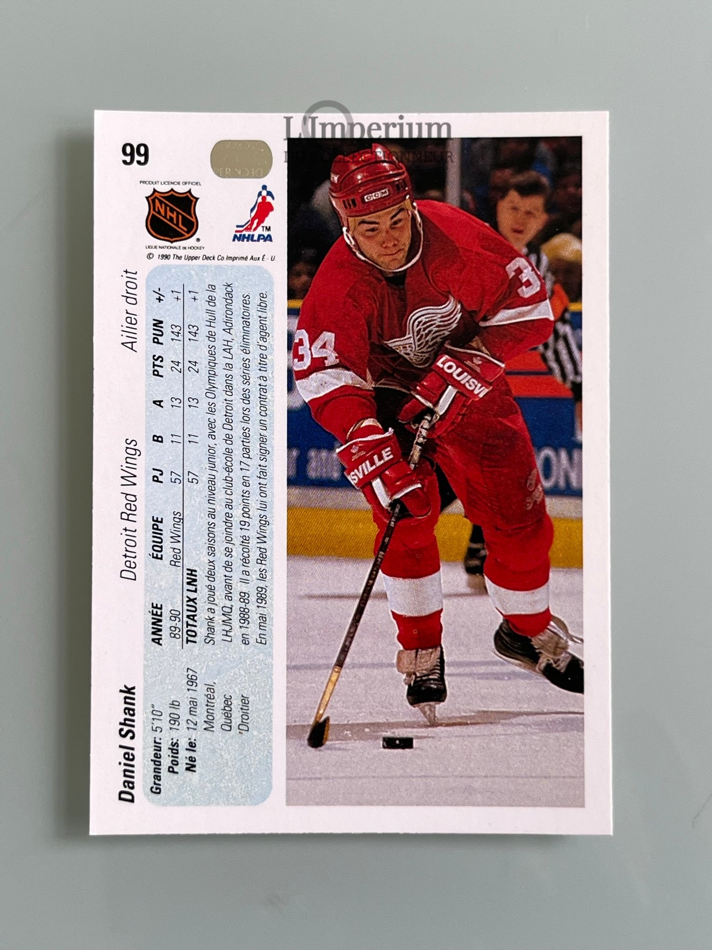 99. Daniel Shank RC Upper Deck 1990-91 French Hockey Card