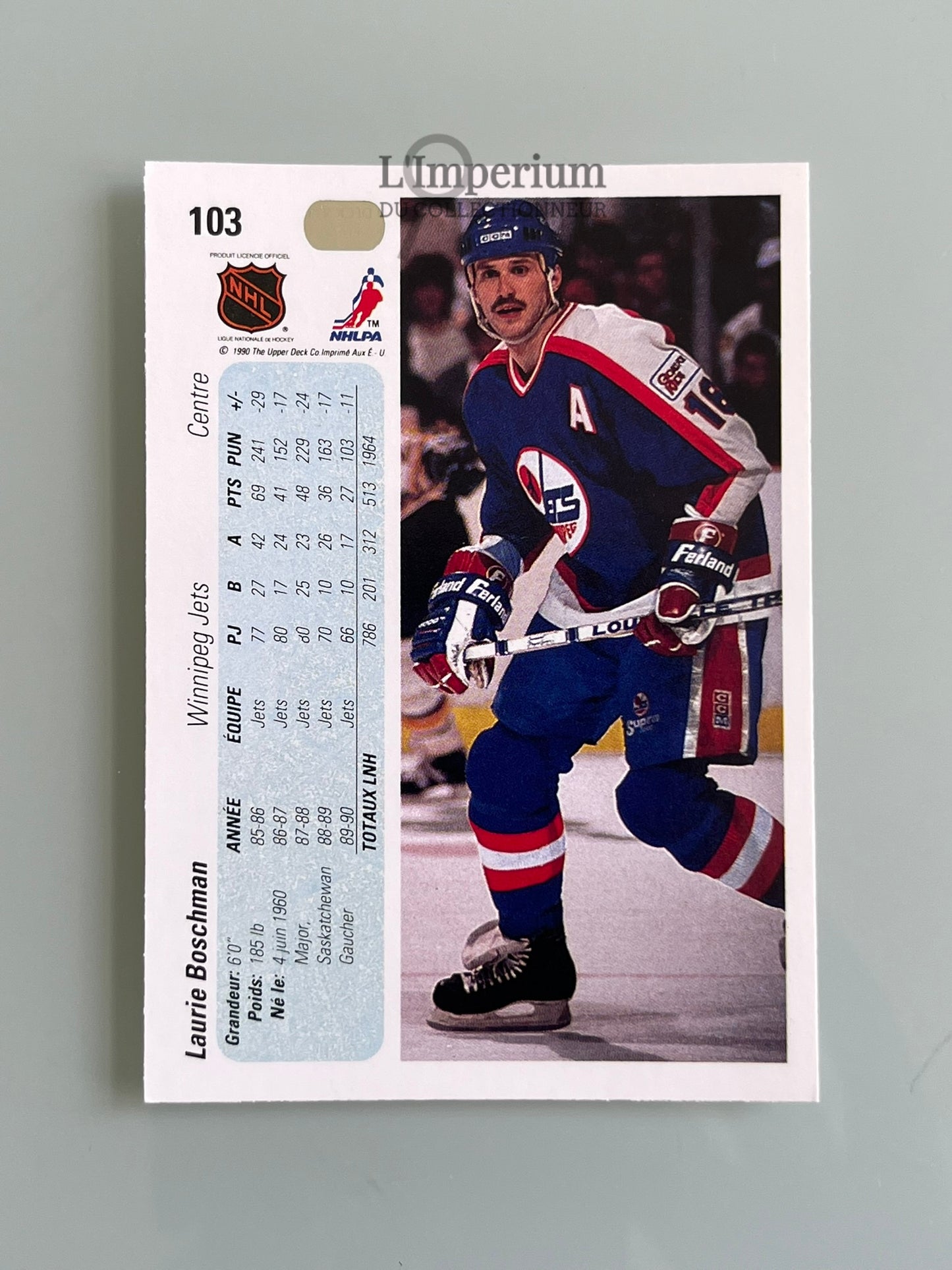 103. Laurie Boshman Upper Deck 1990-91 French Hockey Card