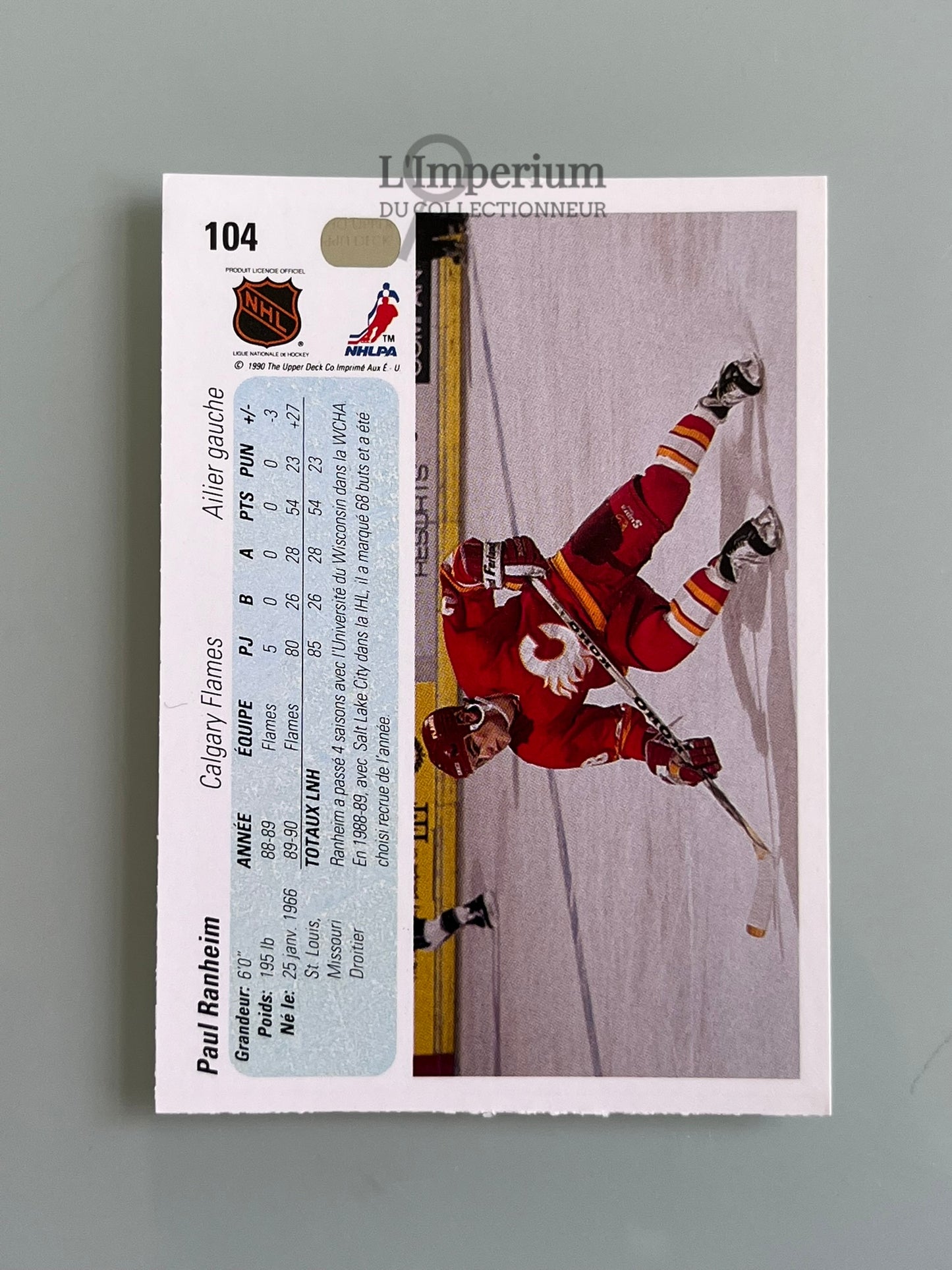 104. Paul Ranheim RC Upper Deck 1990-91 French Hockey Card