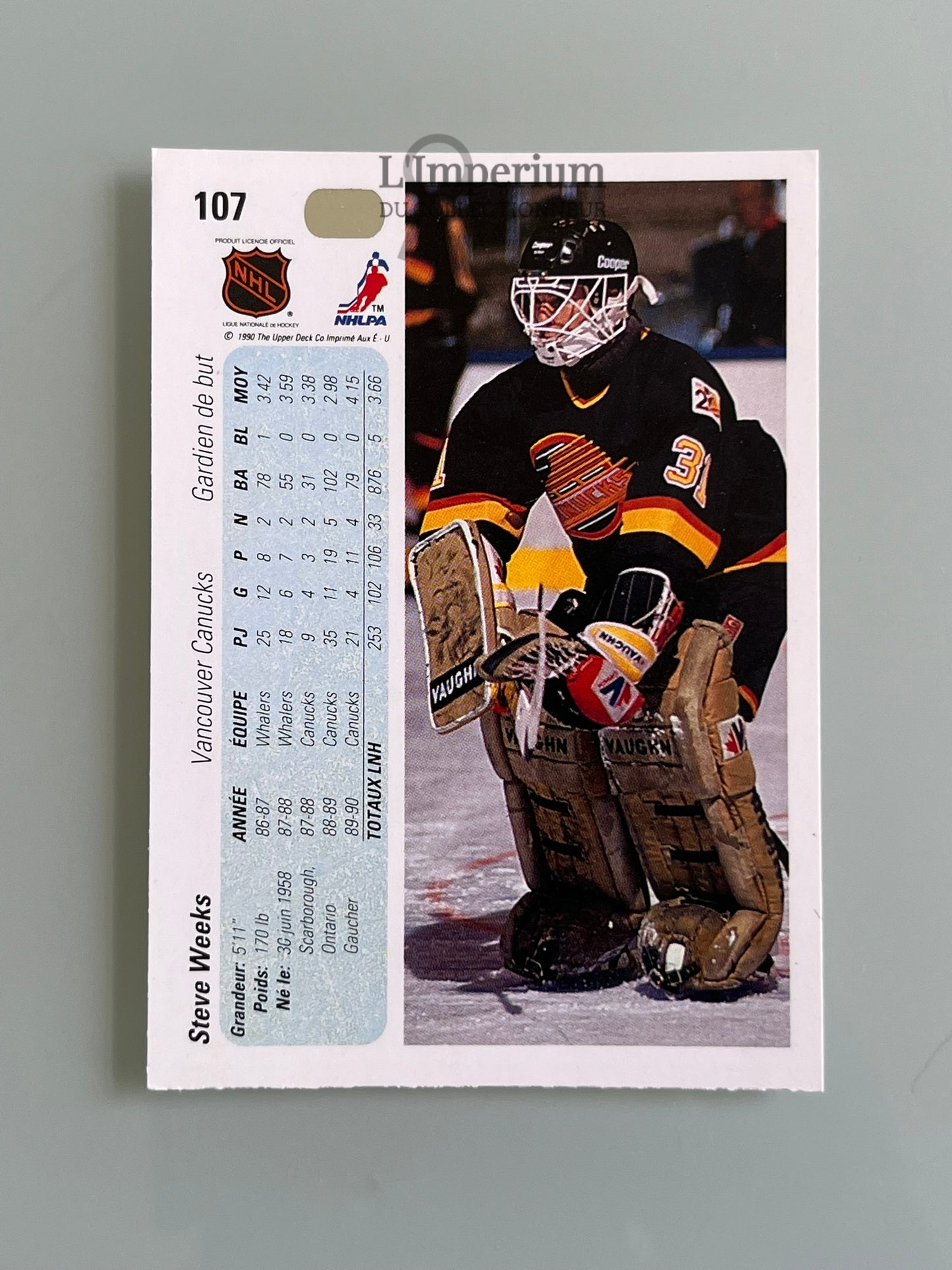 107. Steve Weeks Upper Deck 1990-91 French Hockey Card