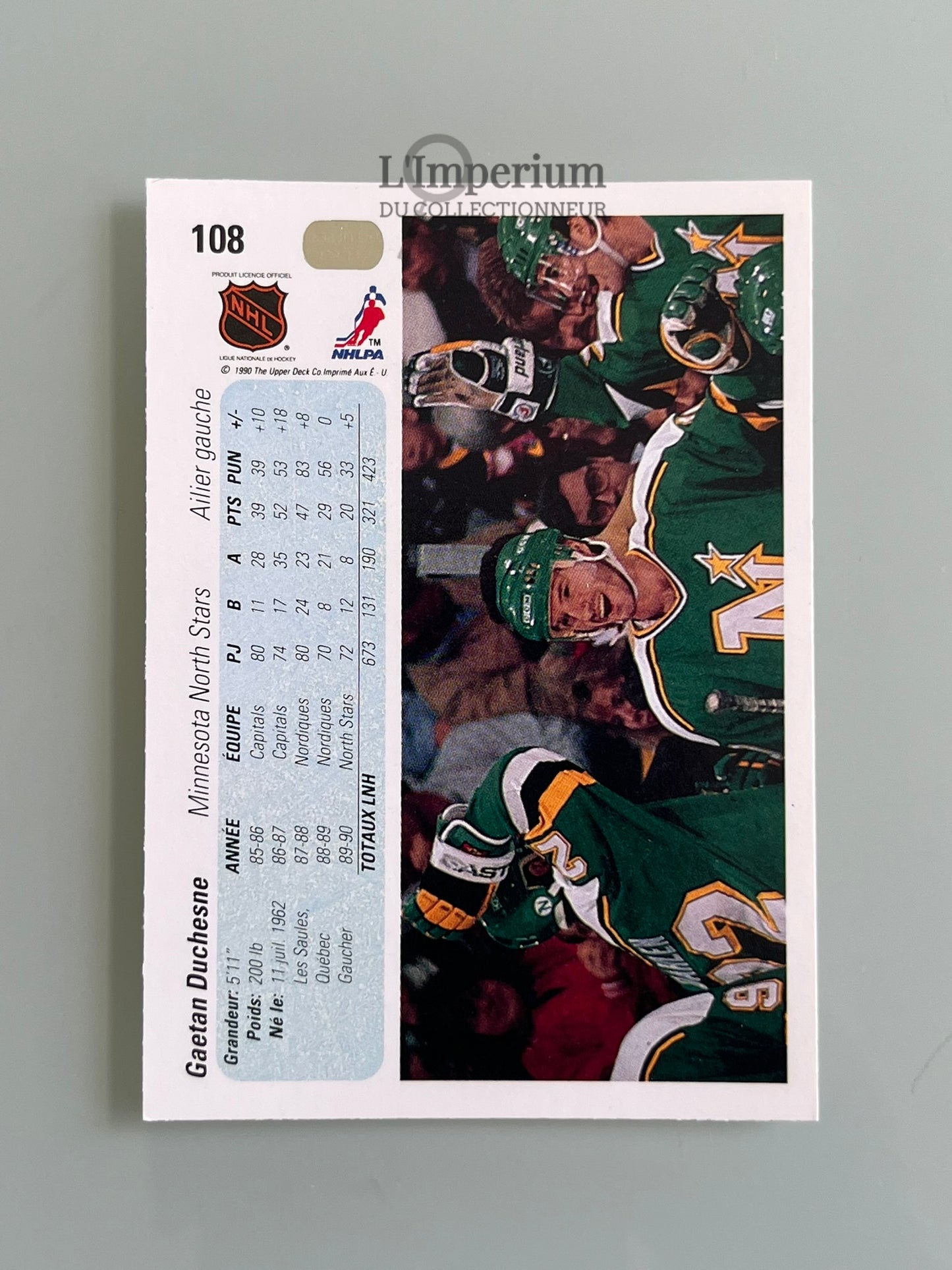 108. Geatan Duchesne Upper Deck 1990-91 French Hockey Card