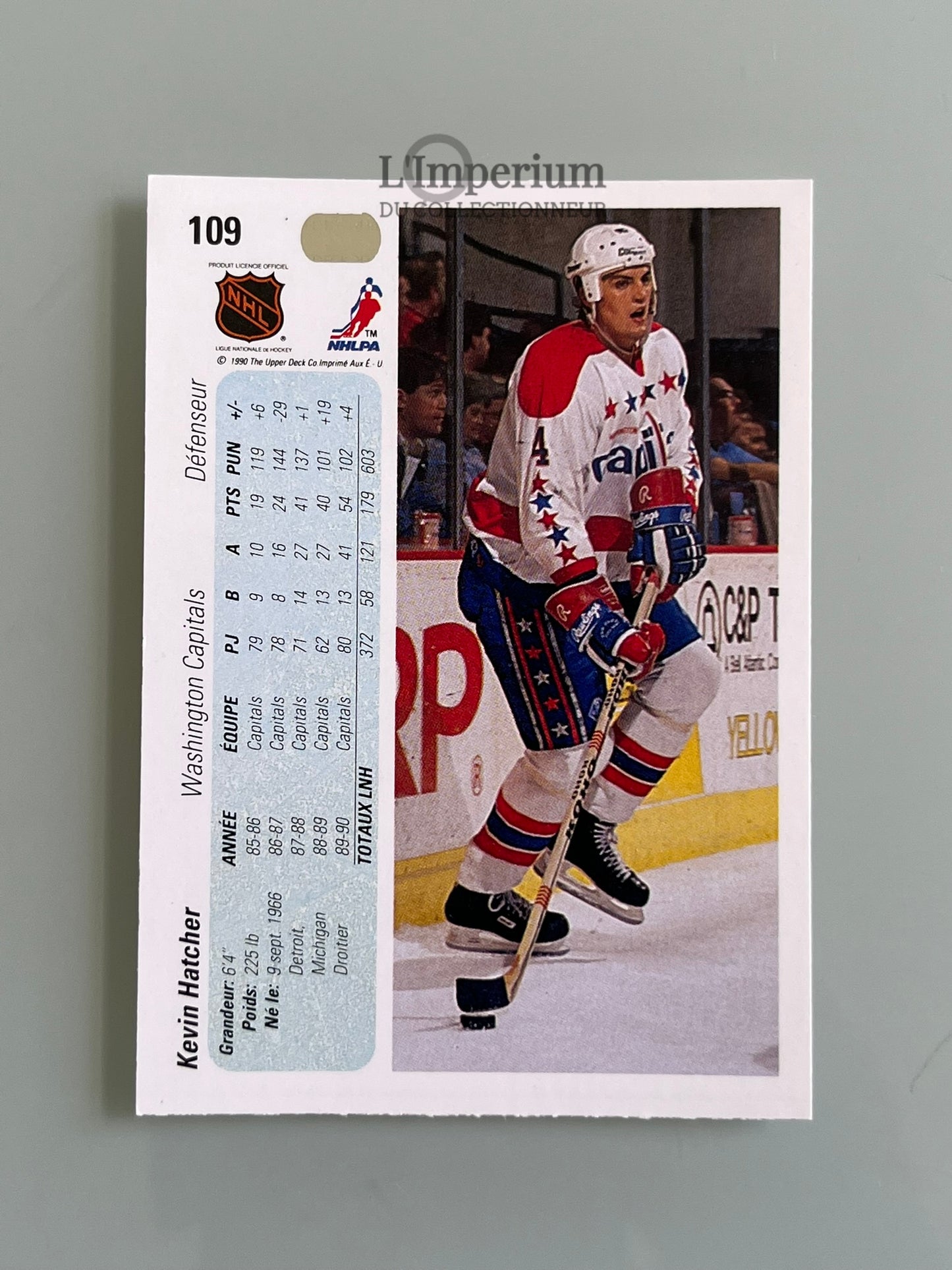 109. Kevin Hatcher Upper Deck 1990-91 French Hockey Card