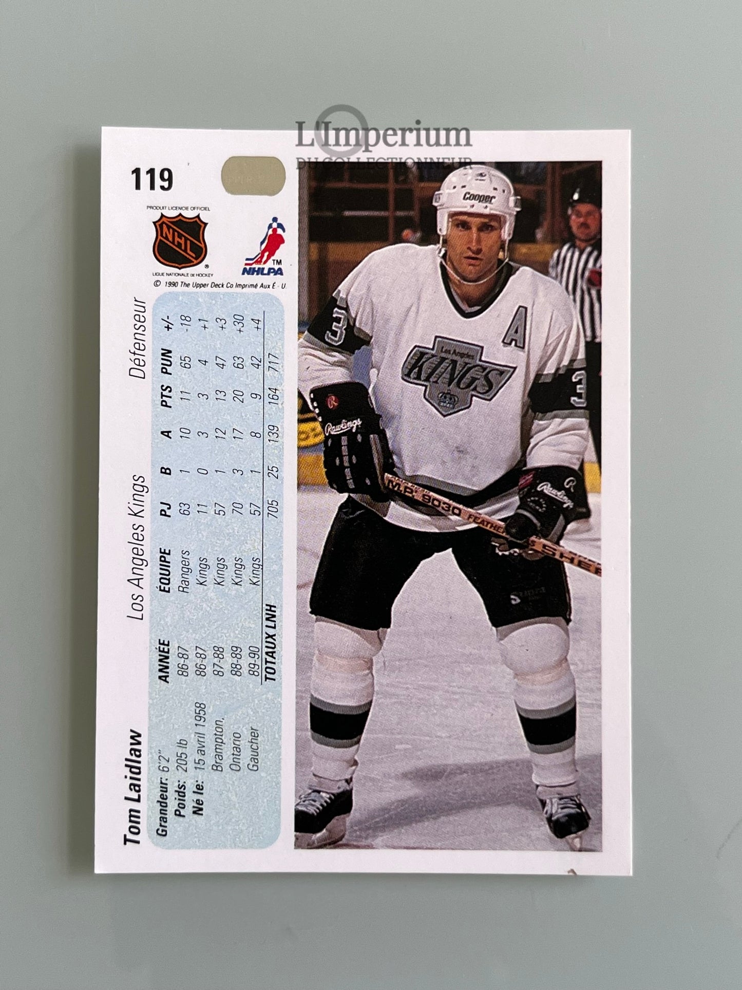 119. Tom Laidlaw Upper Deck 1990-91 French Hockey Card