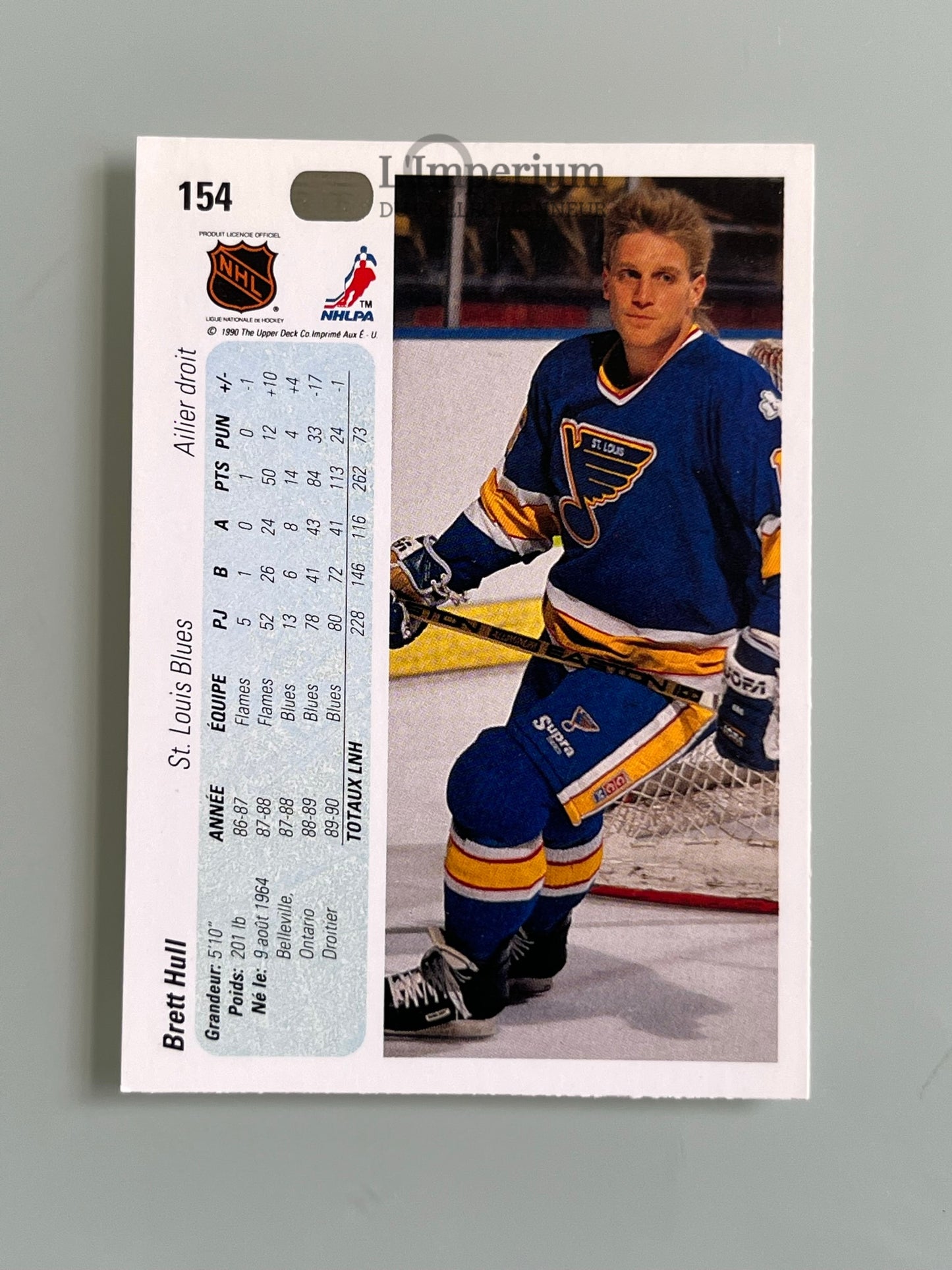 154. Brett Hull Upper Deck 1990-91 French Hockey Card