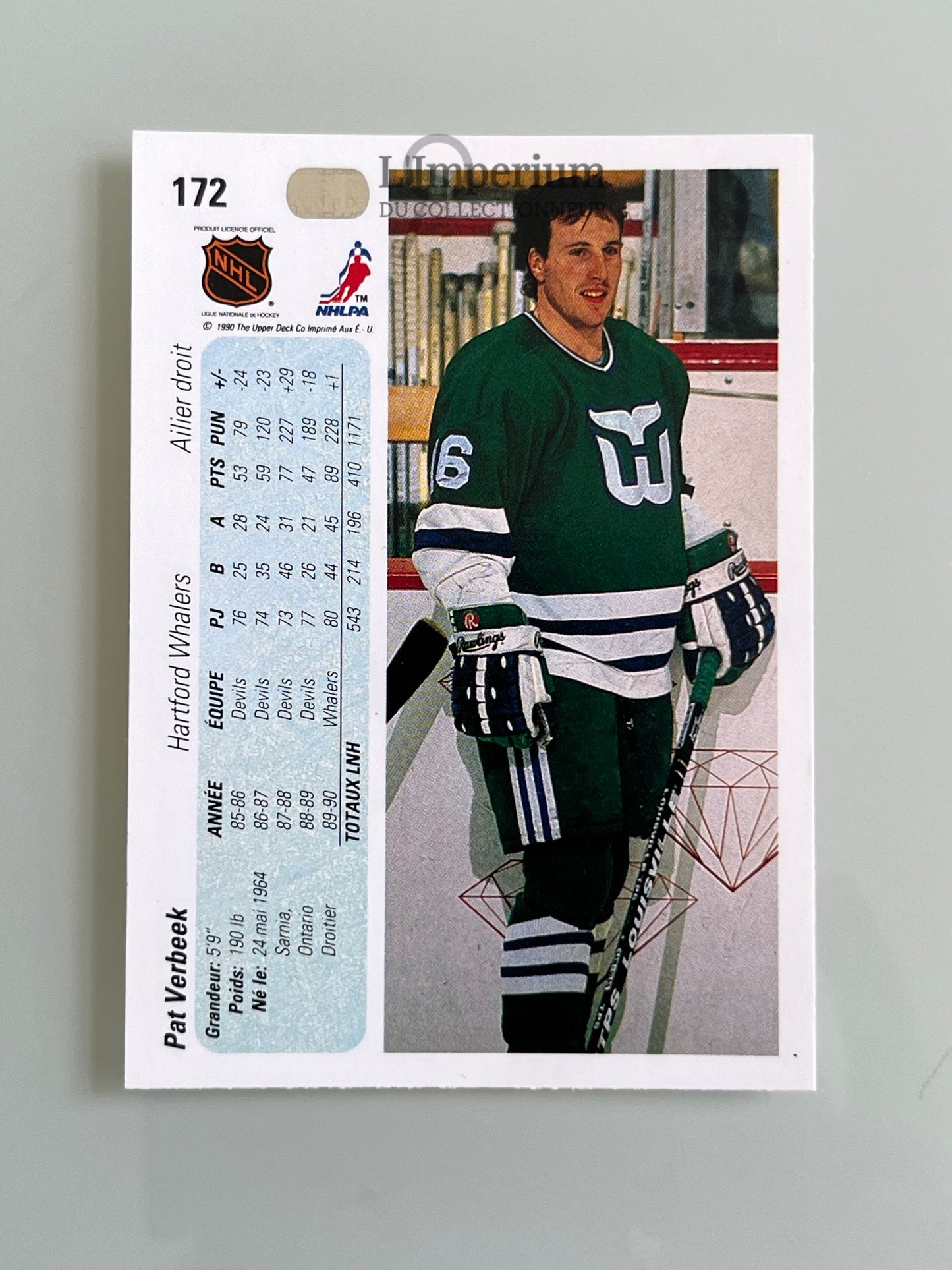 172. Pat Verbeek Upper Deck 1990-91 French Hockey Card