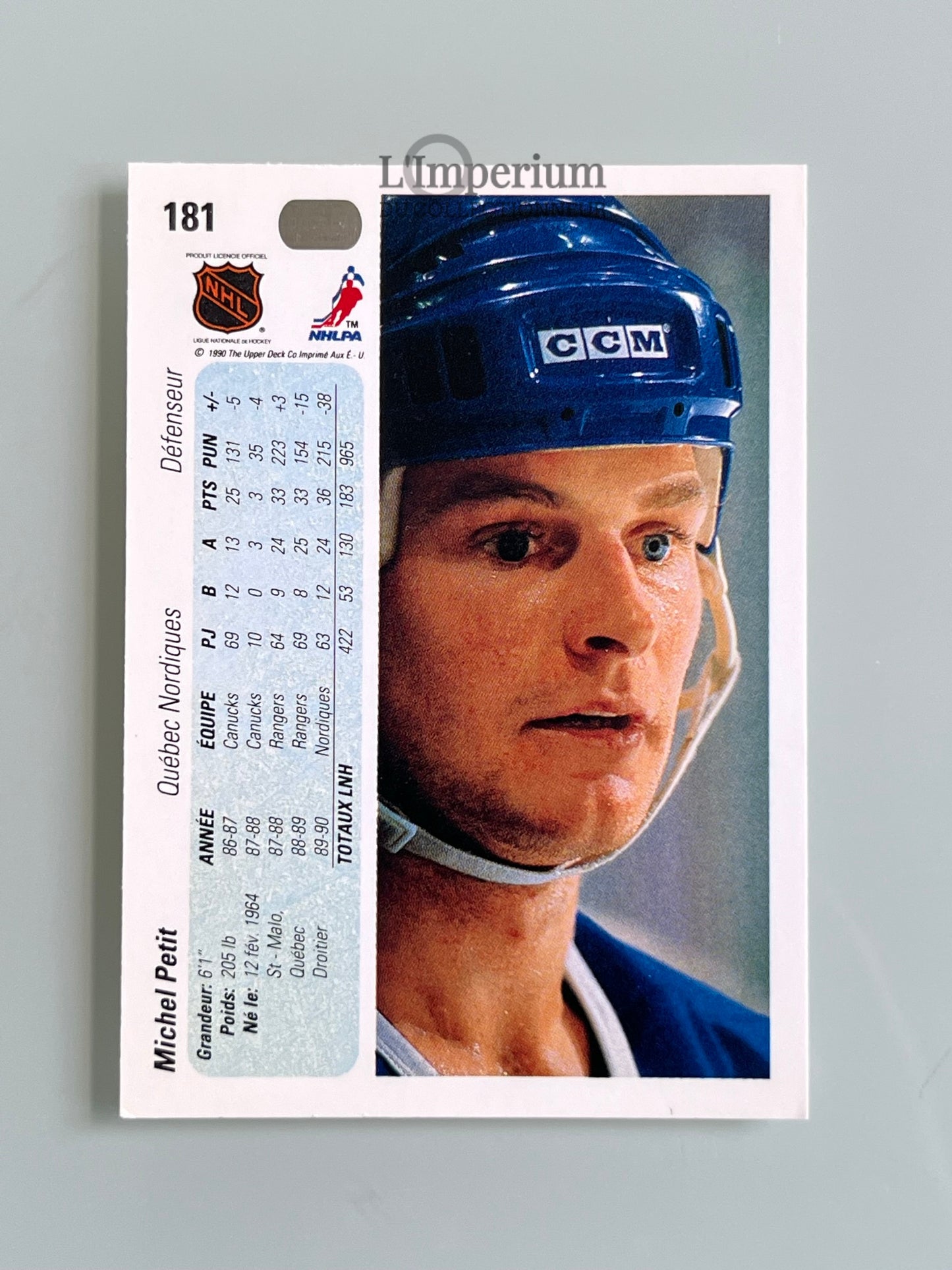 181. Michel Petit Upper Deck 1990-91 French Hockey Card
