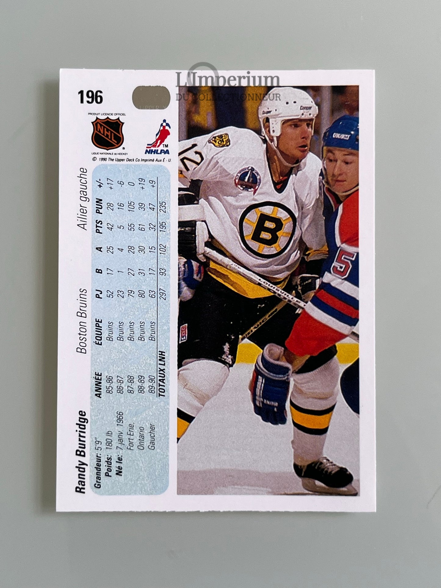 196. Randy Burridge Upper Deck 1990-91 French Hockey Card