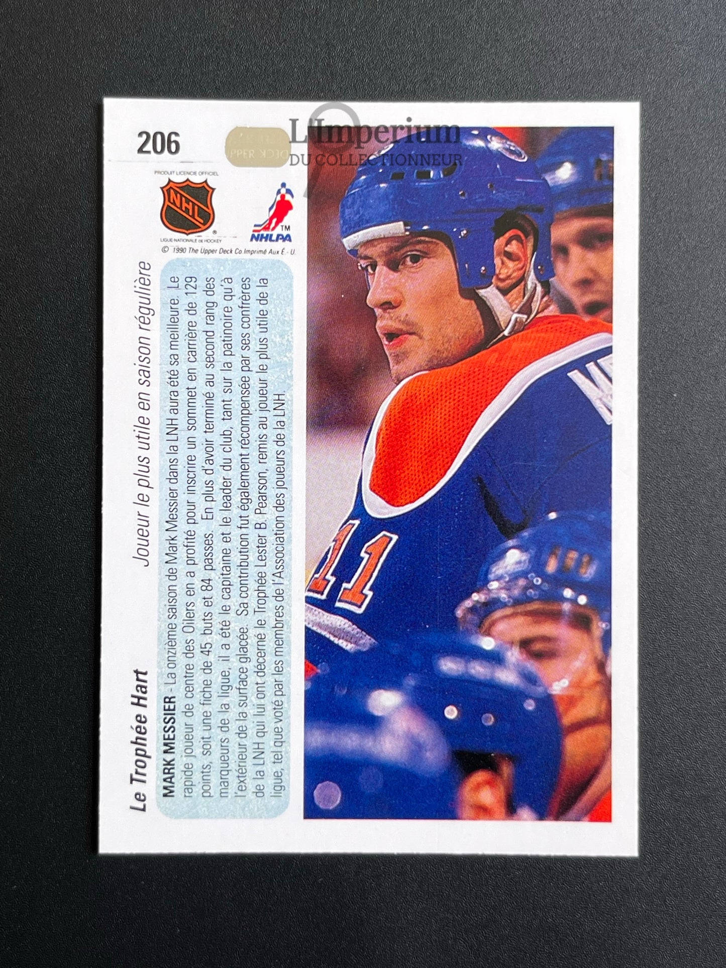 206. Mark Messier (Hart) Upper Deck 1990-91 French Hockey Card