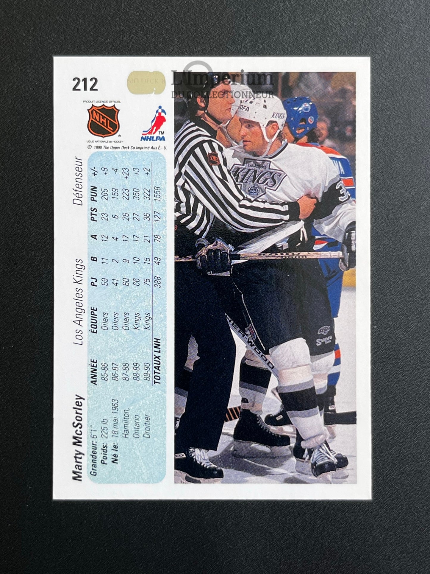 212. Marty McSorley Upper Deck 1990-91 French Hockey Card