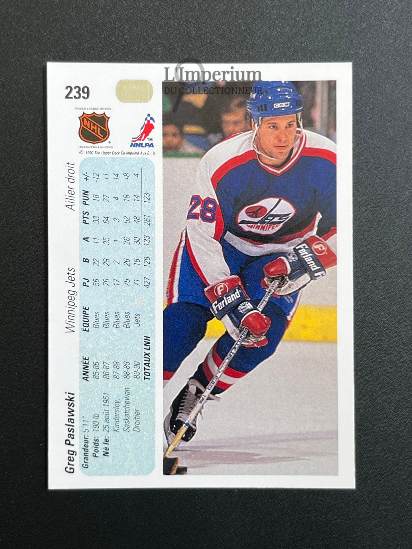 239. Greg Paslawski Upper Deck 1990-91 French Hockey Card