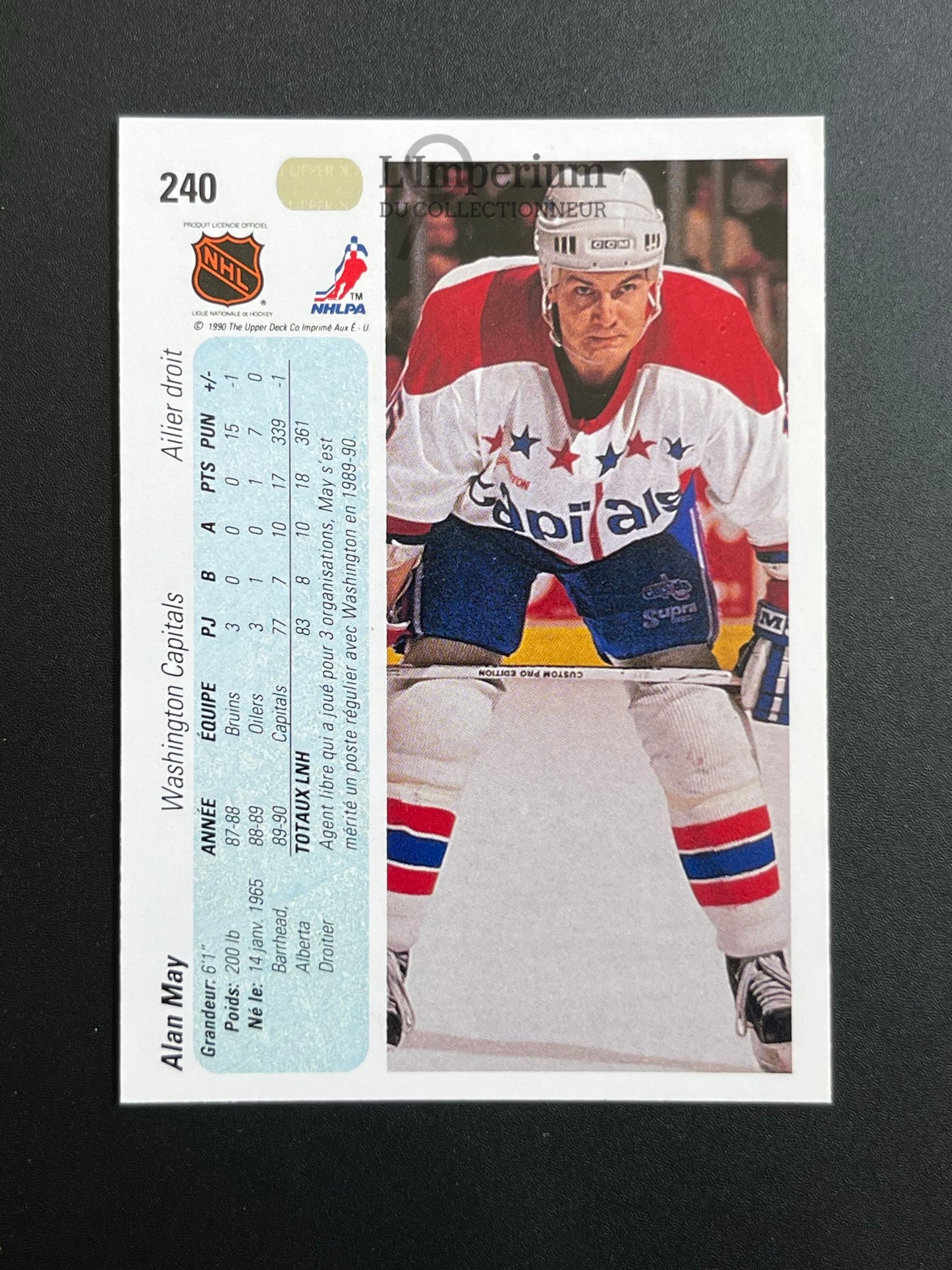 240. Alan May RC Upper Deck 1990-91 French Hockey Card