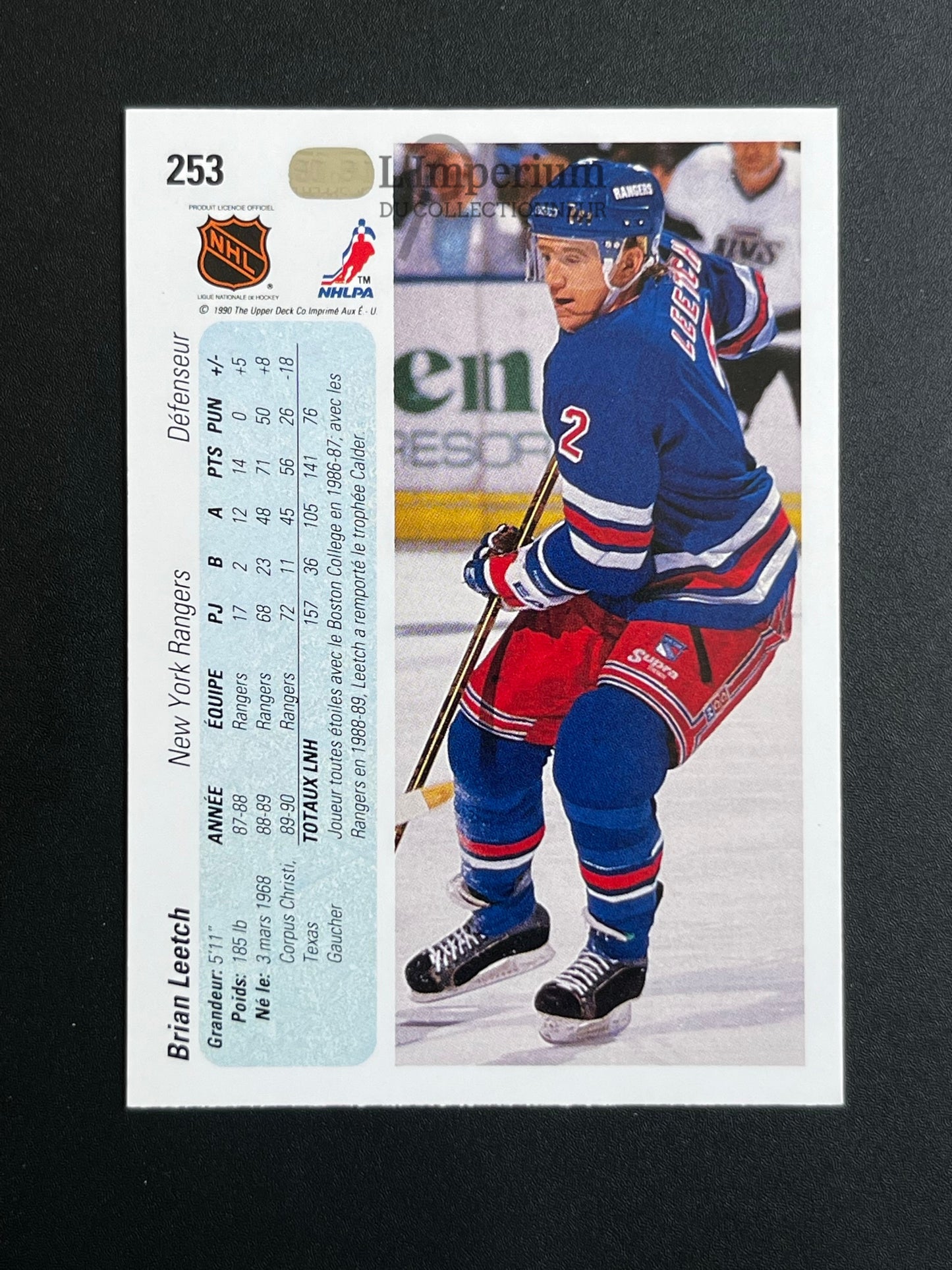 253. Brian Leetch Upper Deck 1990-91 French Hockey Card