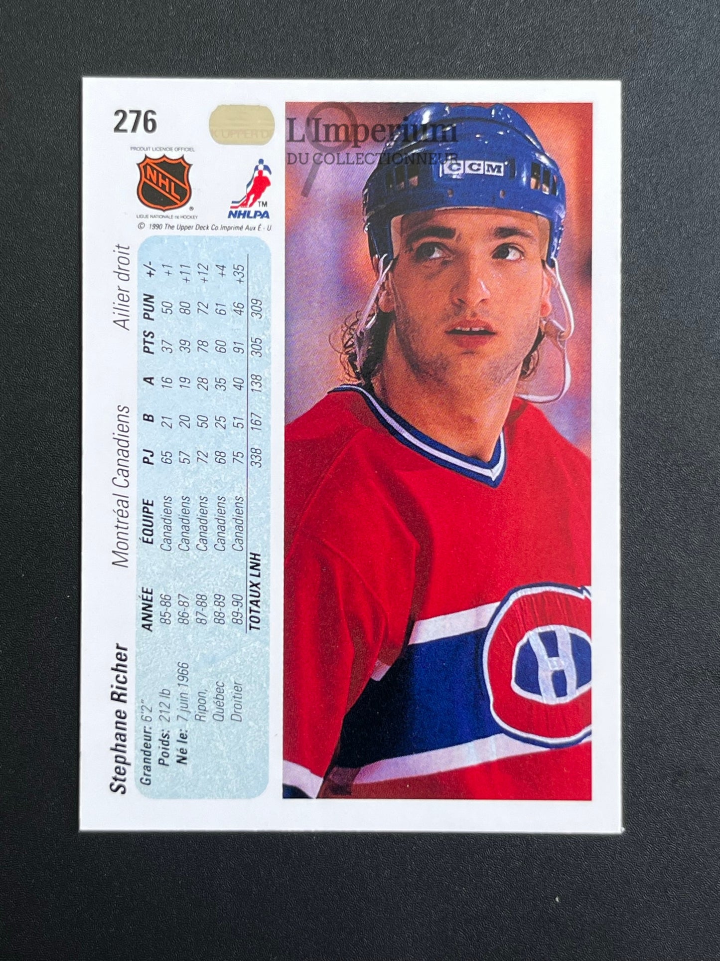 276. Stephane Richer Upper Deck 1990-91 French Hockey Card