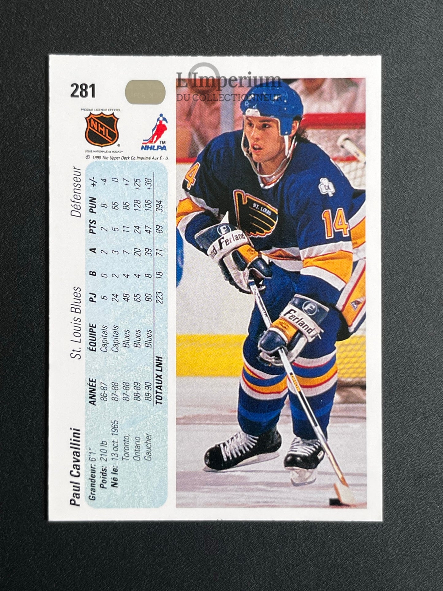 281. Paul Cavallini Upper Deck 1990-91 French Hockey Card