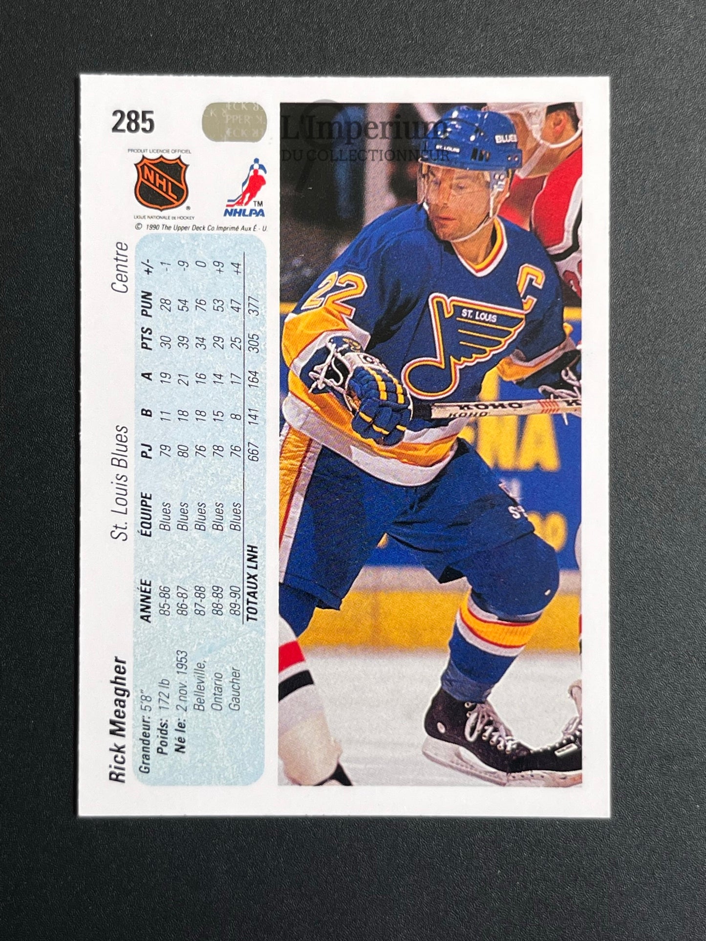 285. Rick Meagher Upper Deck 1990-91 French Hockey Card