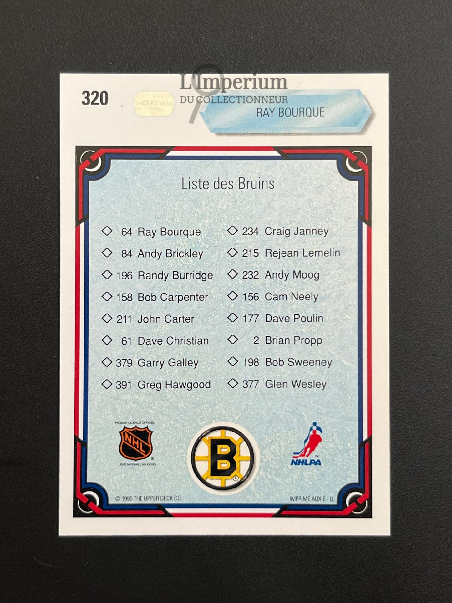 320. Ray Bourque TC Upper Deck 1990-91 French Hockey Card