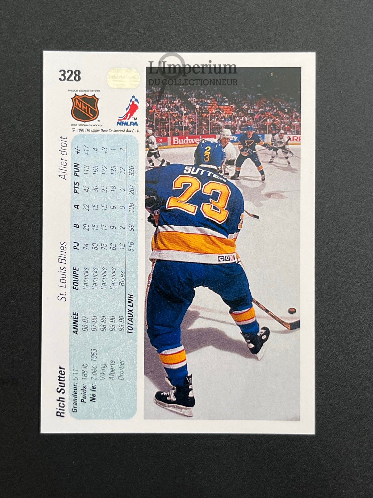328. Rich Sutter Upper Deck 1990-91 French Hockey Card