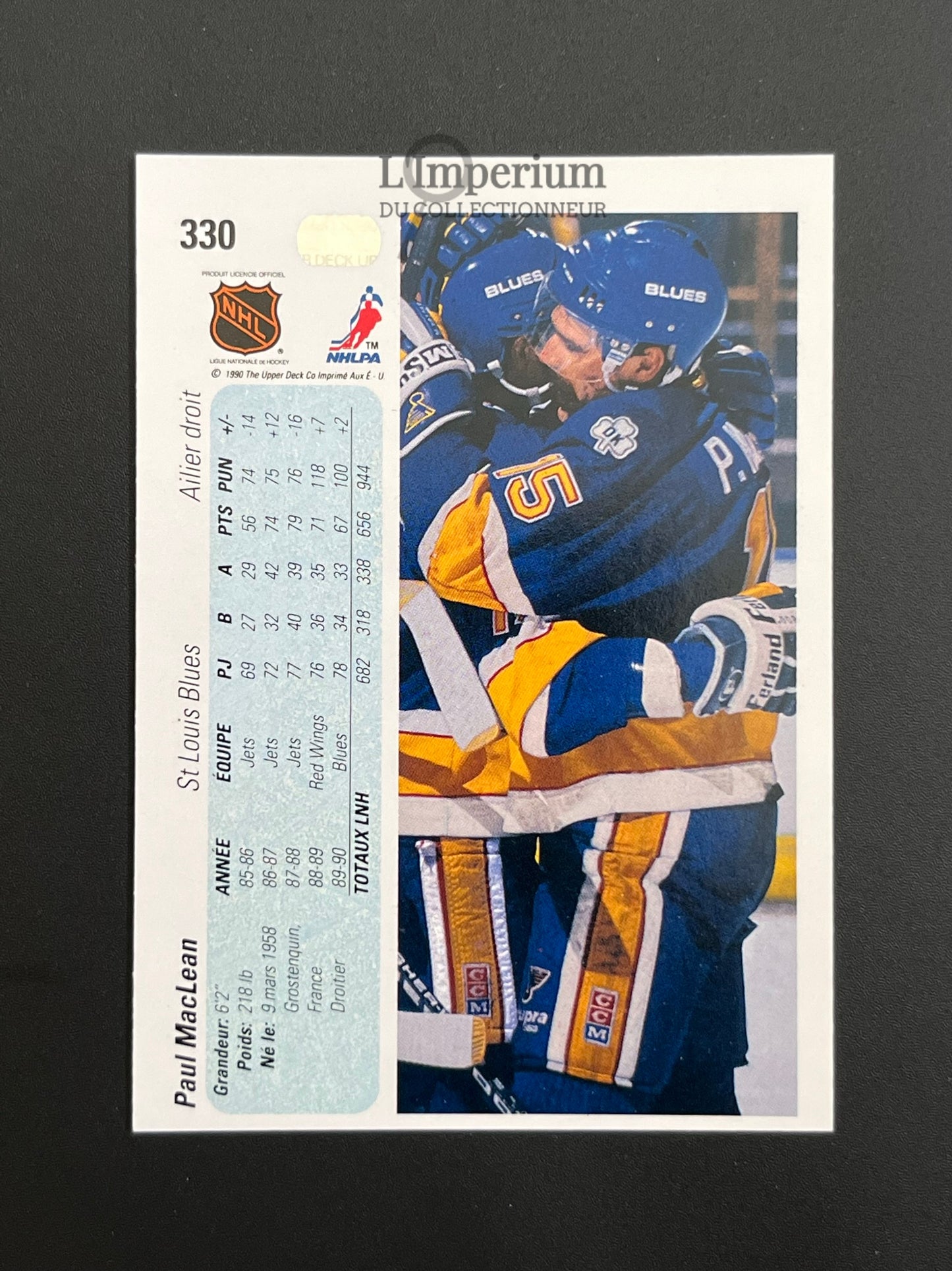 330. Paul Maclean Upper Deck 1990-91 French Hockey Card