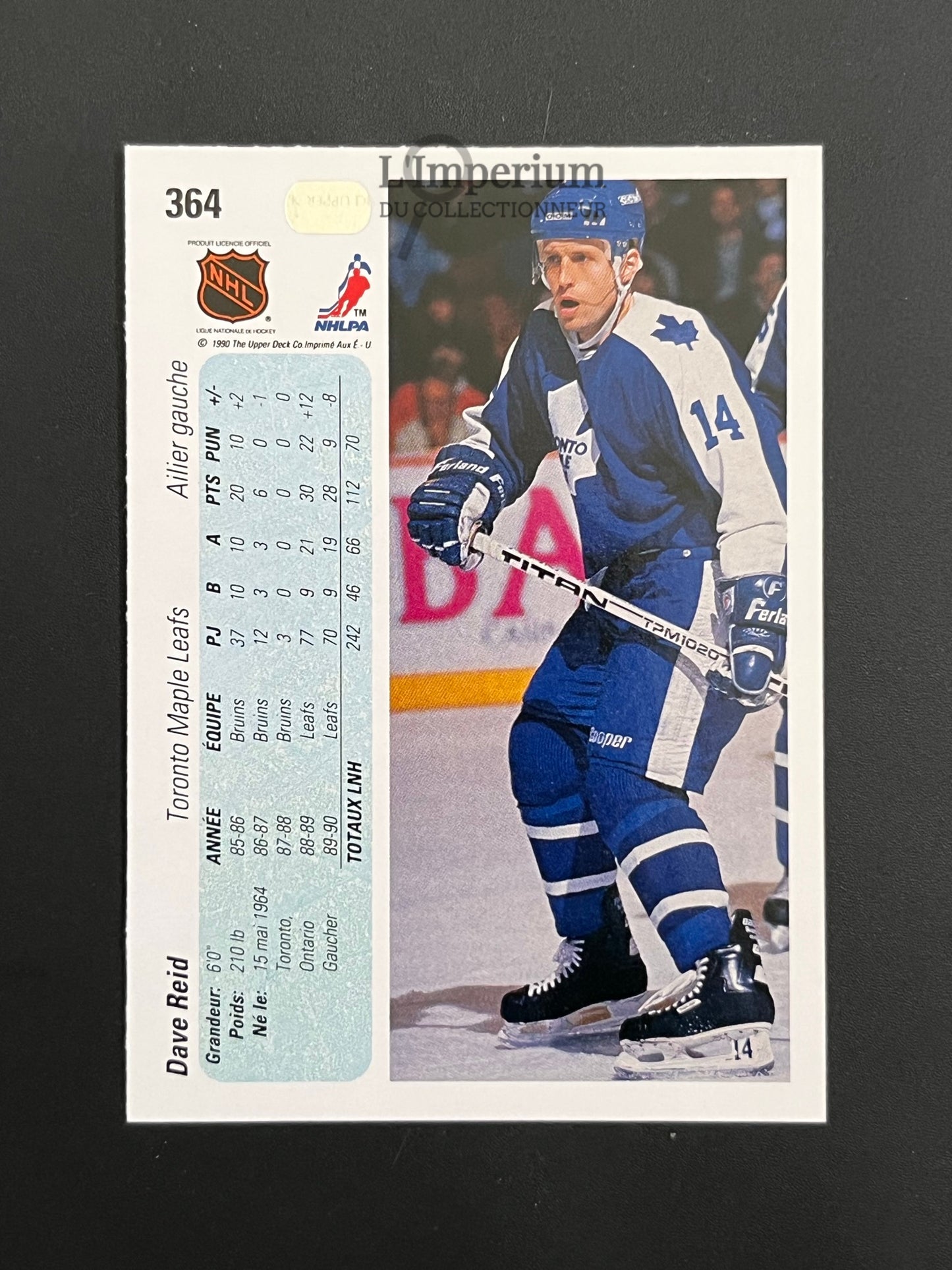364. Dave Reid RC Upper Deck 1990-91 French Hockey Card