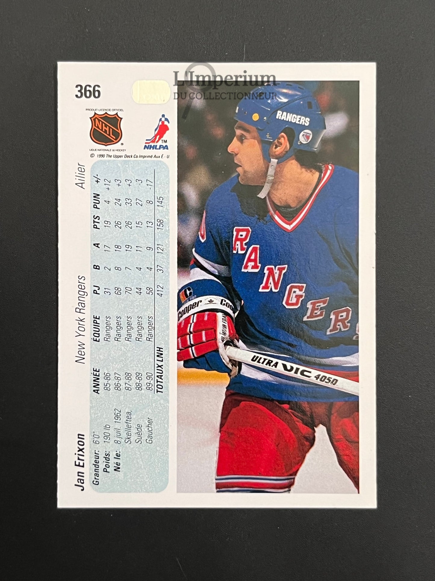 366. Jan Erixon Upper Deck 1990-91 French Hockey Card