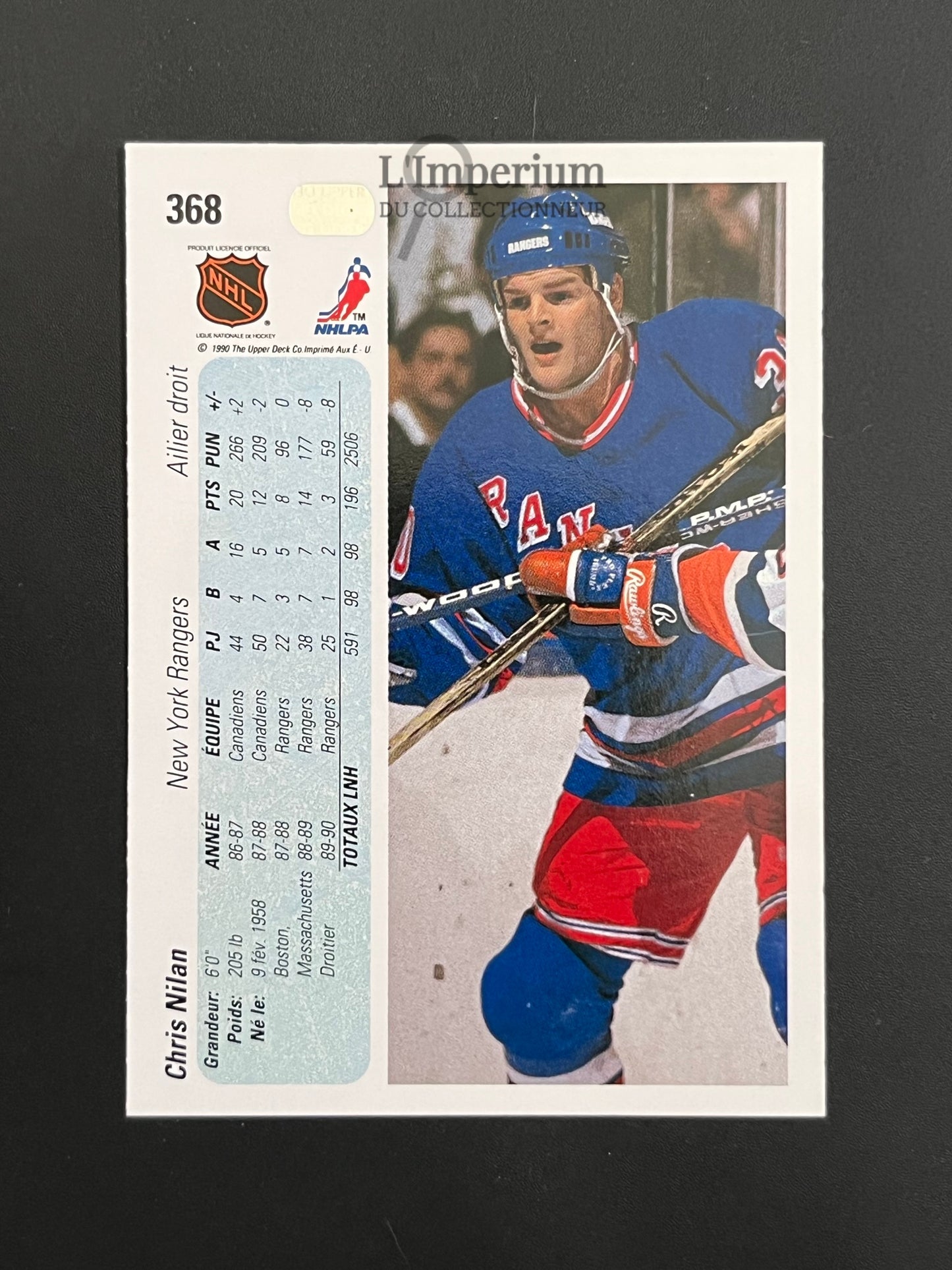 368. Chris Nilan Upper Deck 1990-91 French Hockey Card