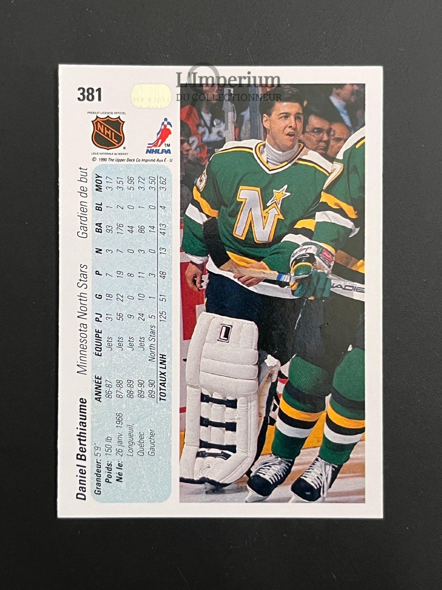 381. Daniel Berthiaume Upper Deck 1990-91 French Hockey Card