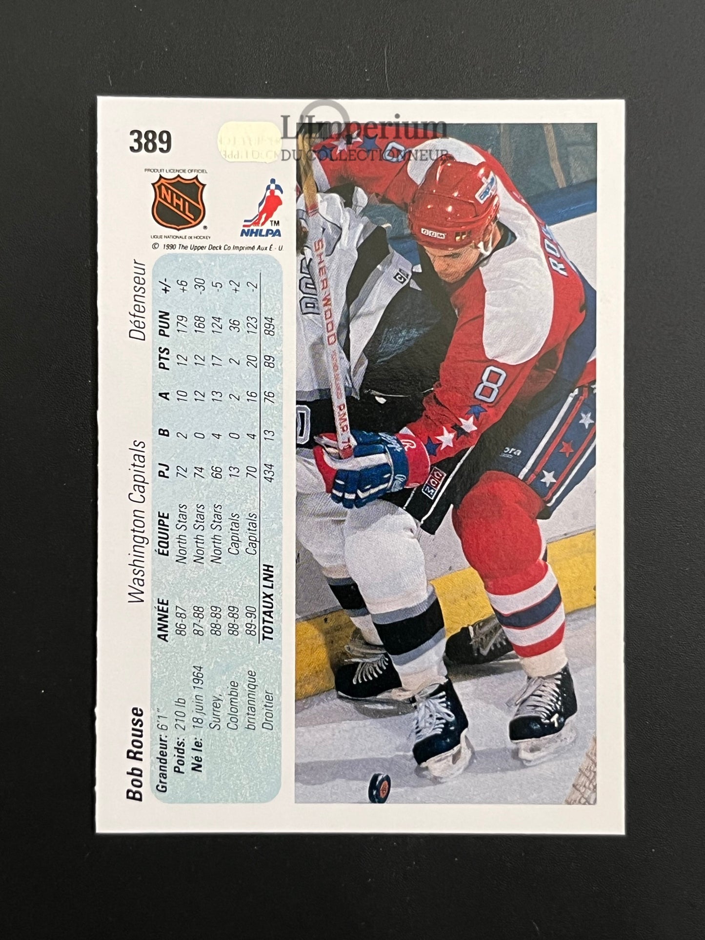 389. Bob Rouse Upper Deck 1990-91 French Hockey Card