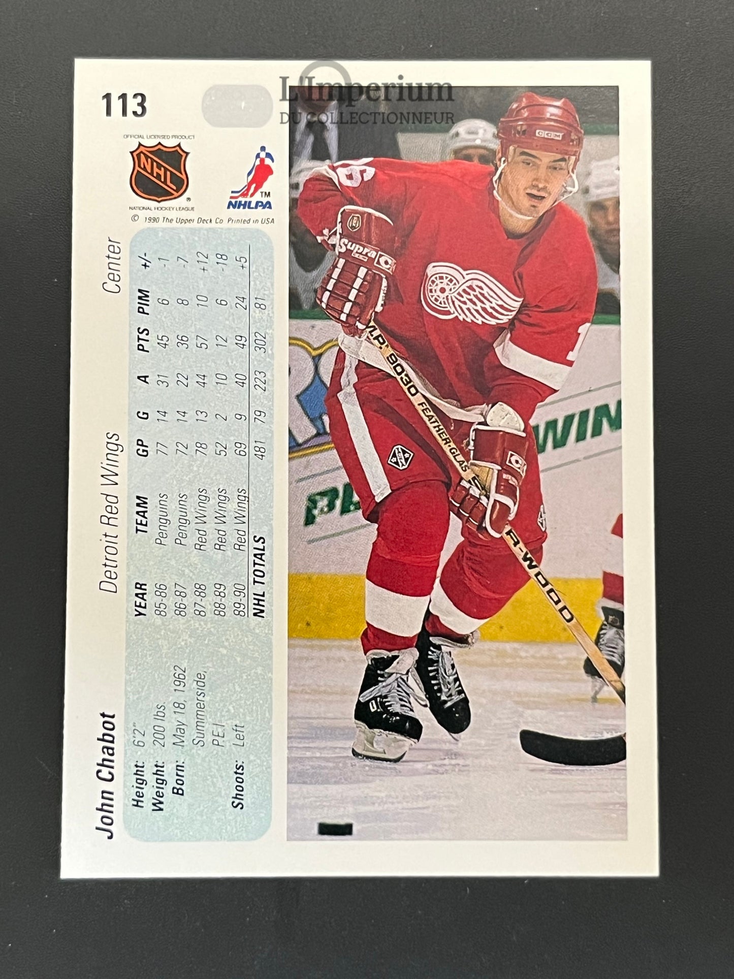113. John Chabot Upper Deck 1990-91 Hockey Card