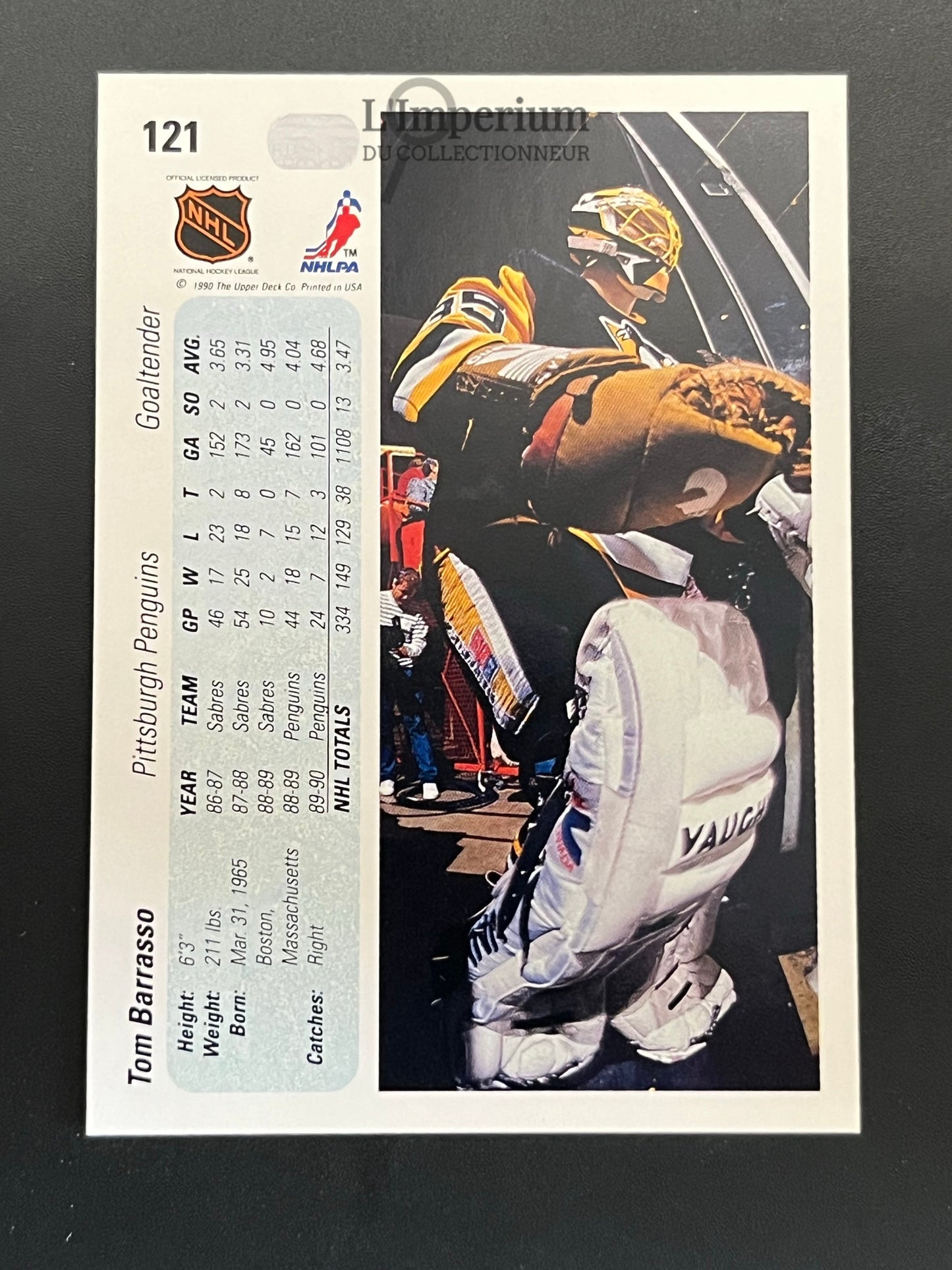 121. Tom Barrasso Upper Deck 1990-91 Hockey Card