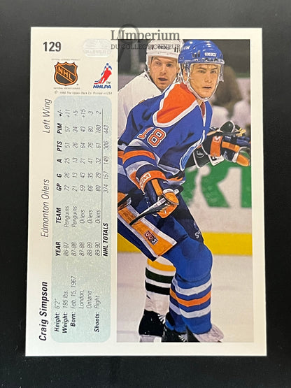 129. Graig Simpson Upper Deck 1990-91 Hockey Card