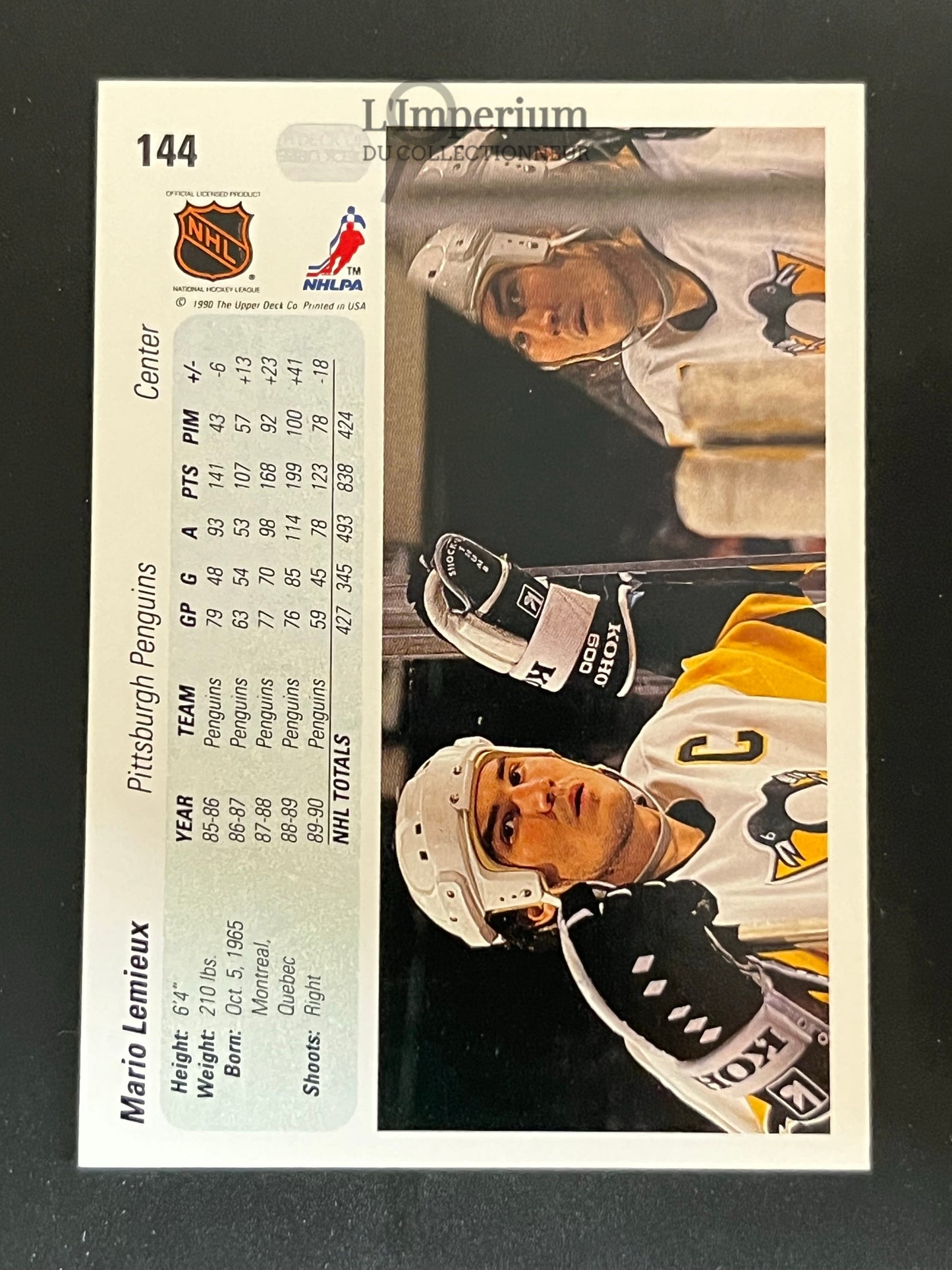 144. Mario Lemieux Upper Deck 1990-91 Hockey Card