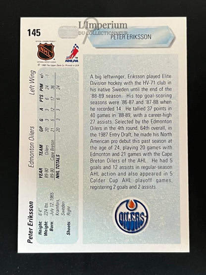 145. Peter Eriksson RC Upper Deck 1990-91 Hockey Card