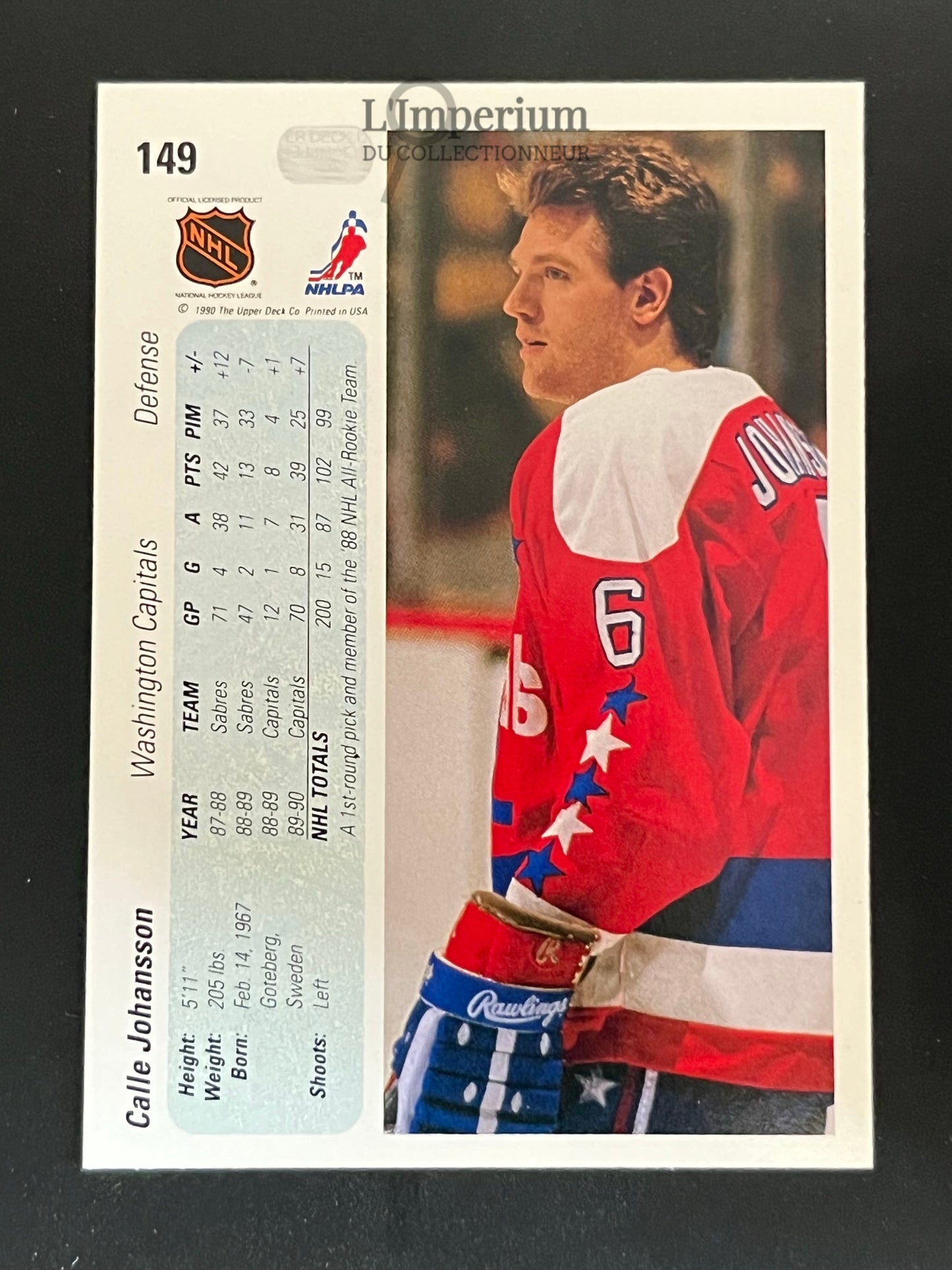 149. Calle Johansson Upper Deck 1990-91 Hockey Card