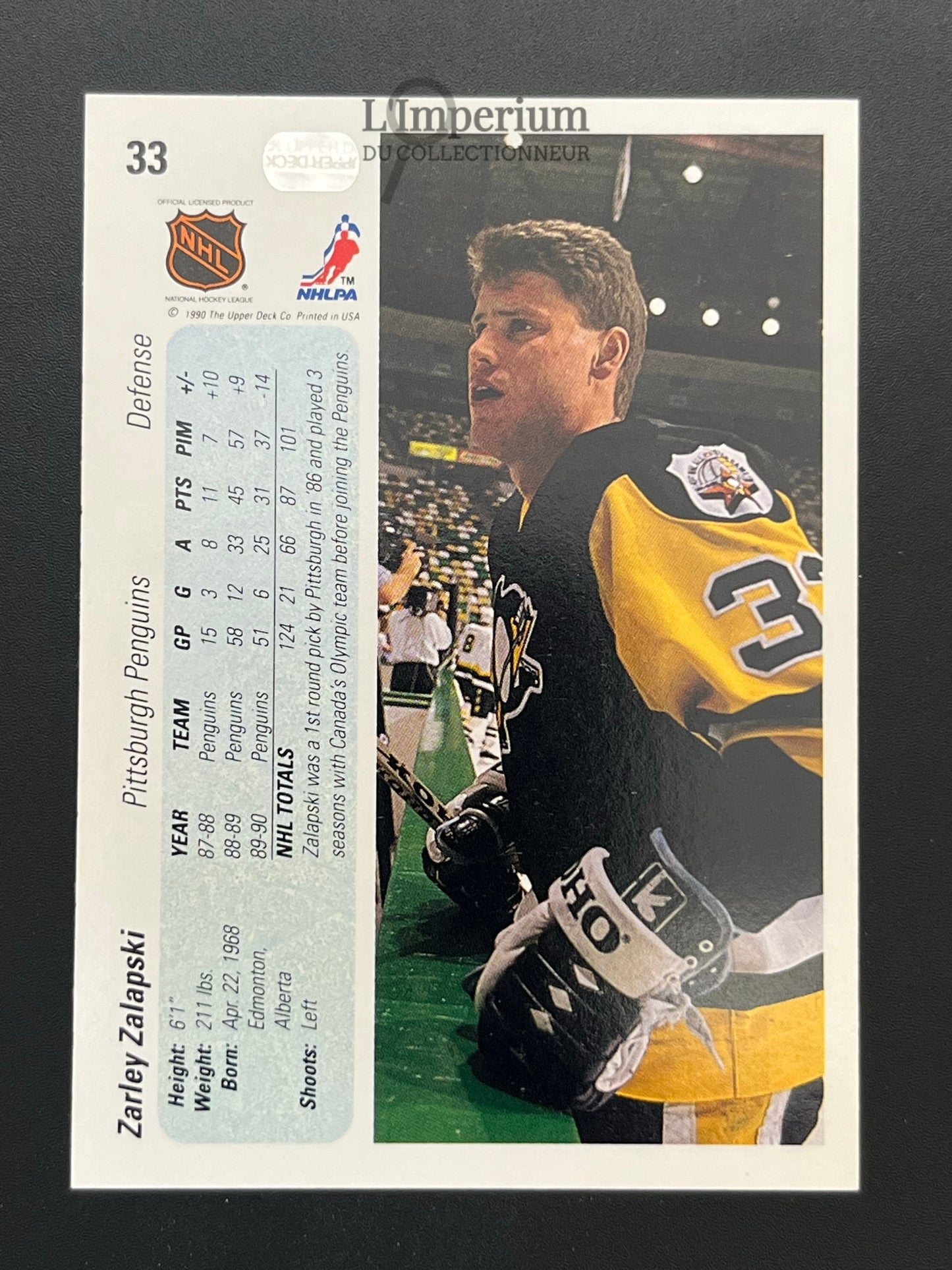 33. Zarley Zalapski Upper Deck 1990-91 Hockey Card