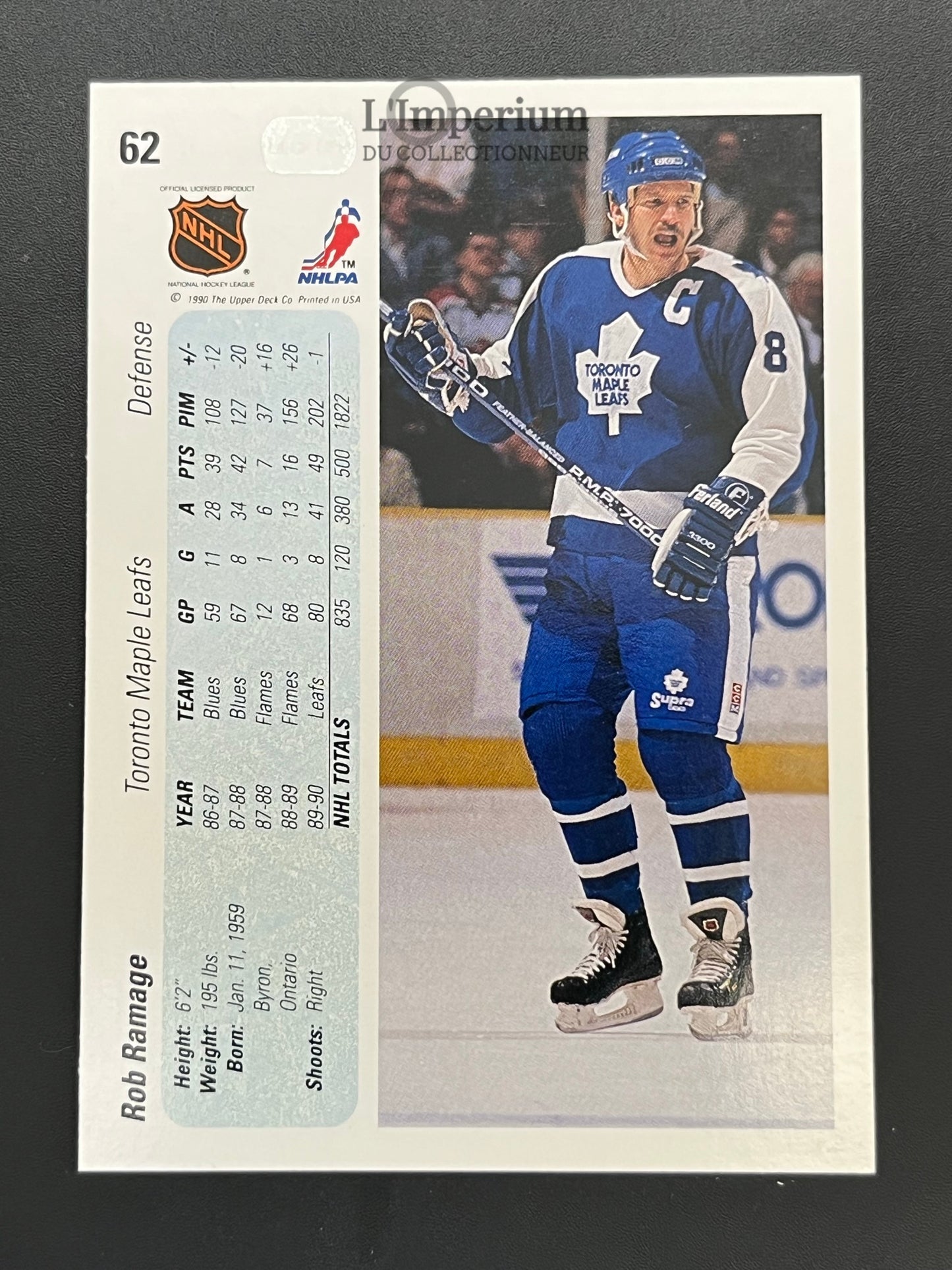 62. Rob Ramage Upper Deck 1990-91 Hockey Card