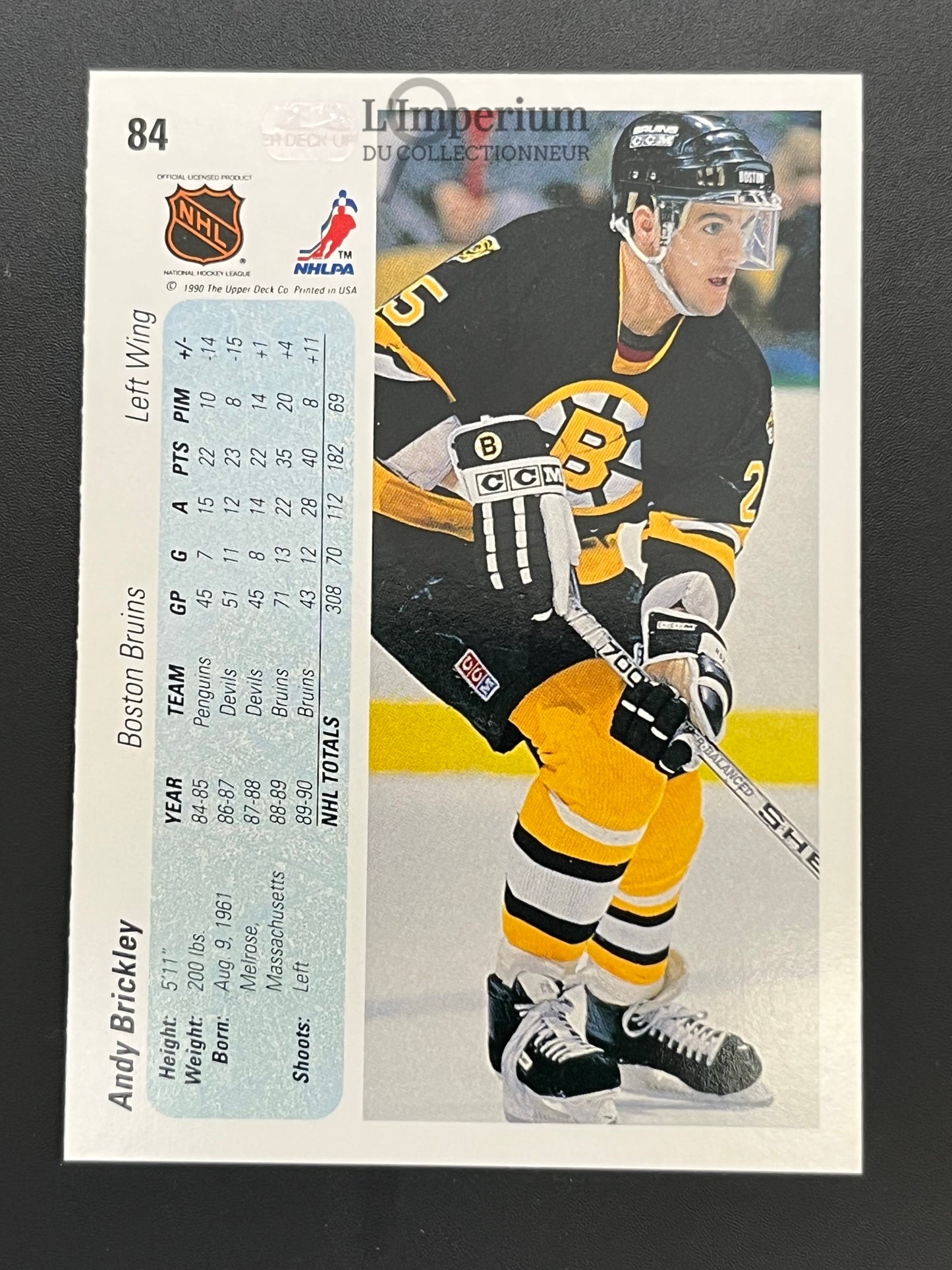 84. Andy Brickley Upper Deck 1990-91 Hockey Card